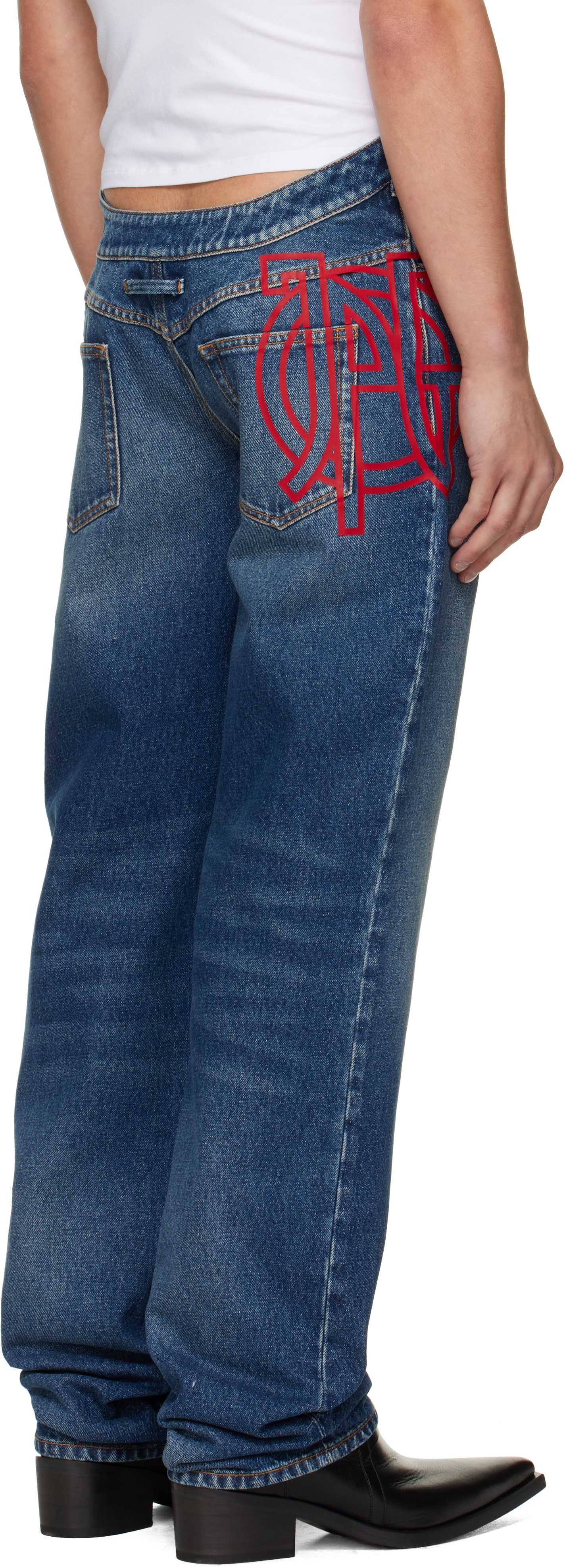 Jean Paul Gaultier: Blue 'The JPG Curved Denim' Jeans | SSENSE