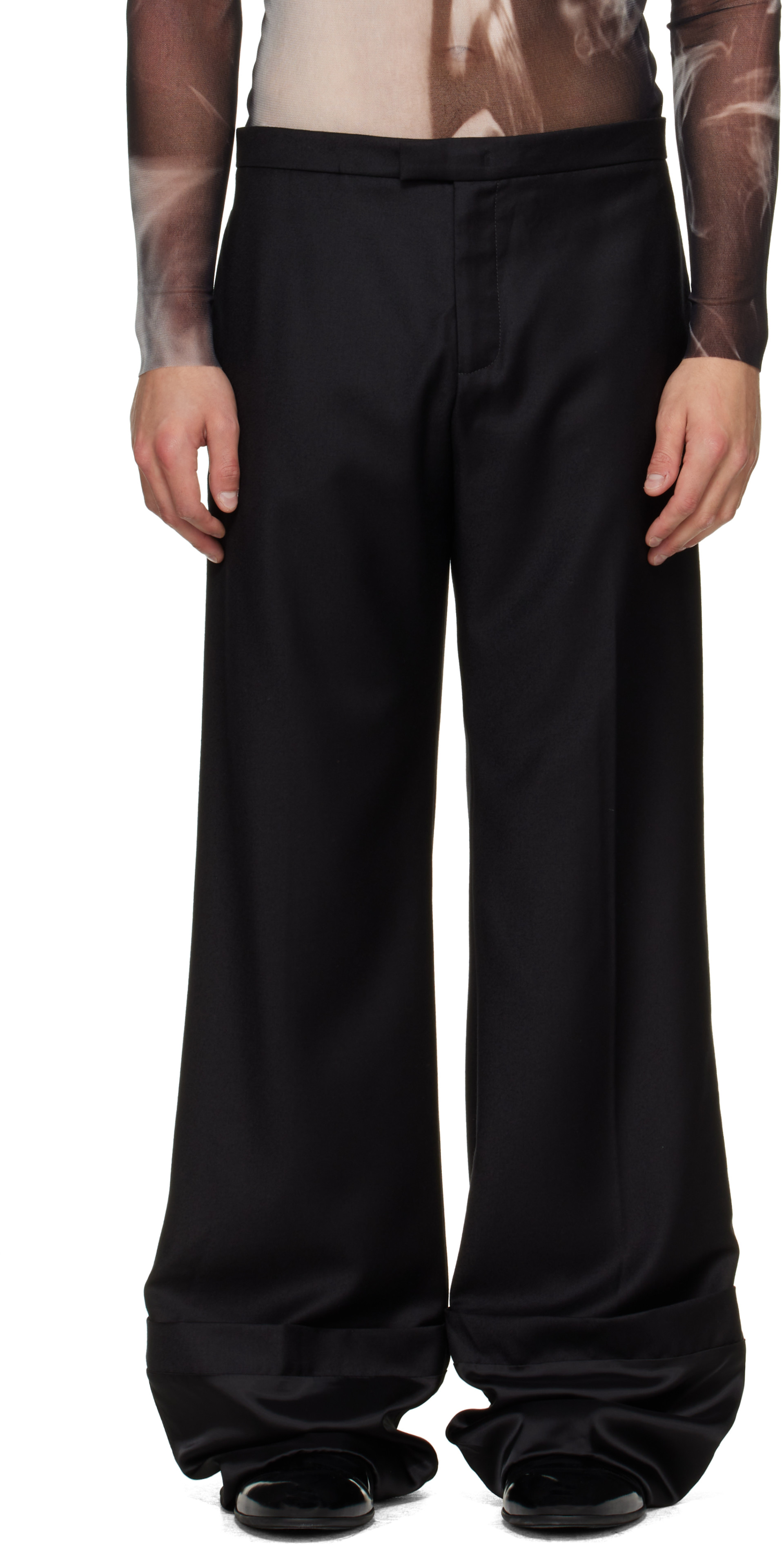 Jean Paul Gaultier: Black 'The Satin Tailored' Trousers | SSENSE