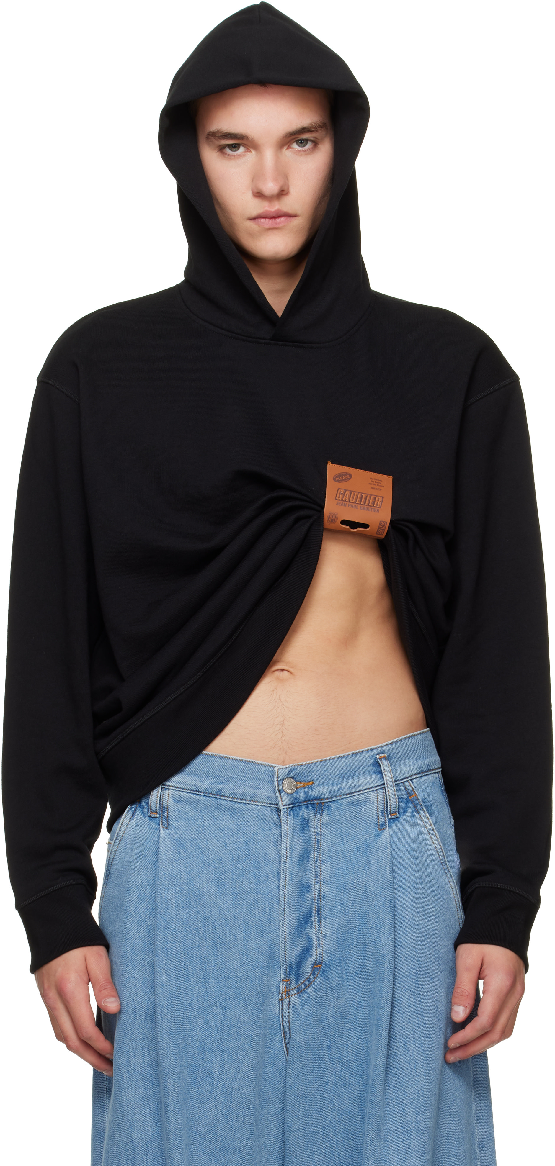 Jean Paul Gaultier - Pull à capuche noir à écusson