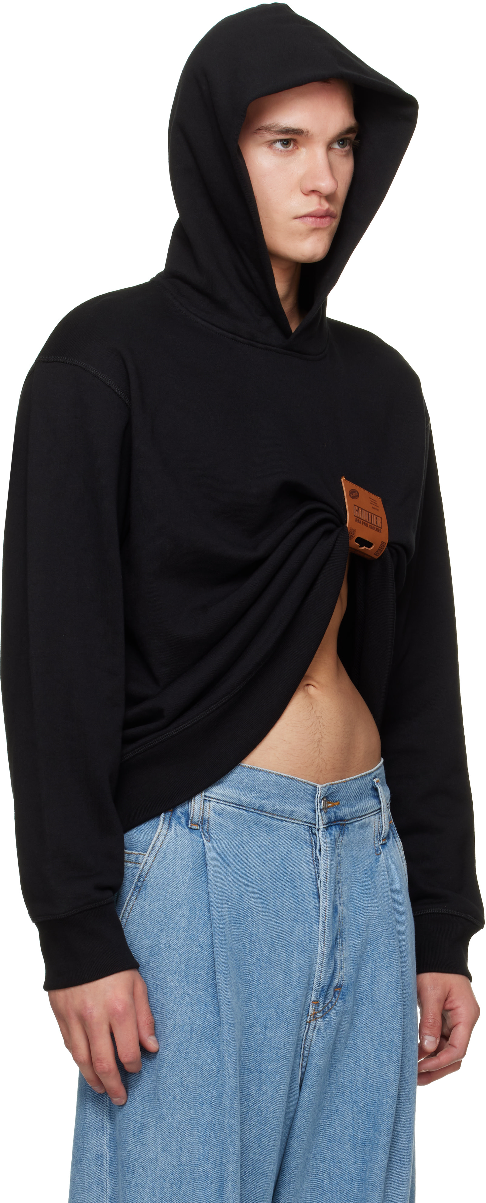 Jean Paul Gaultier - Pull à capuche noir à écusson