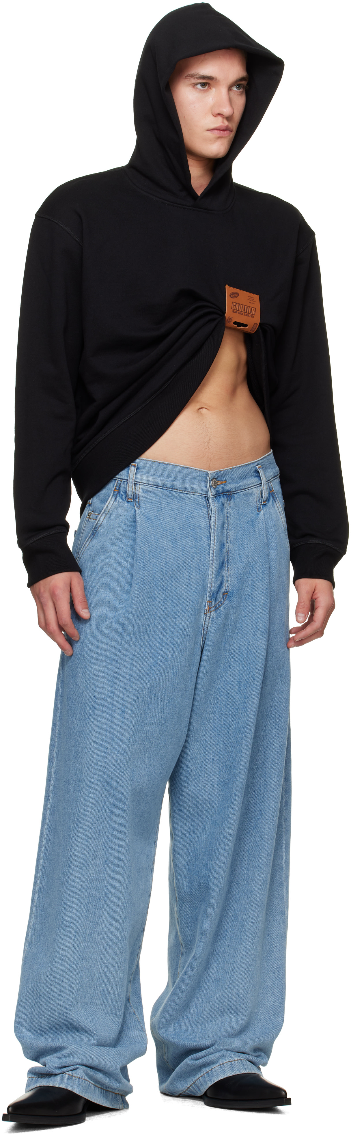 Jean Paul Gaultier - Pull à capuche noir à écusson