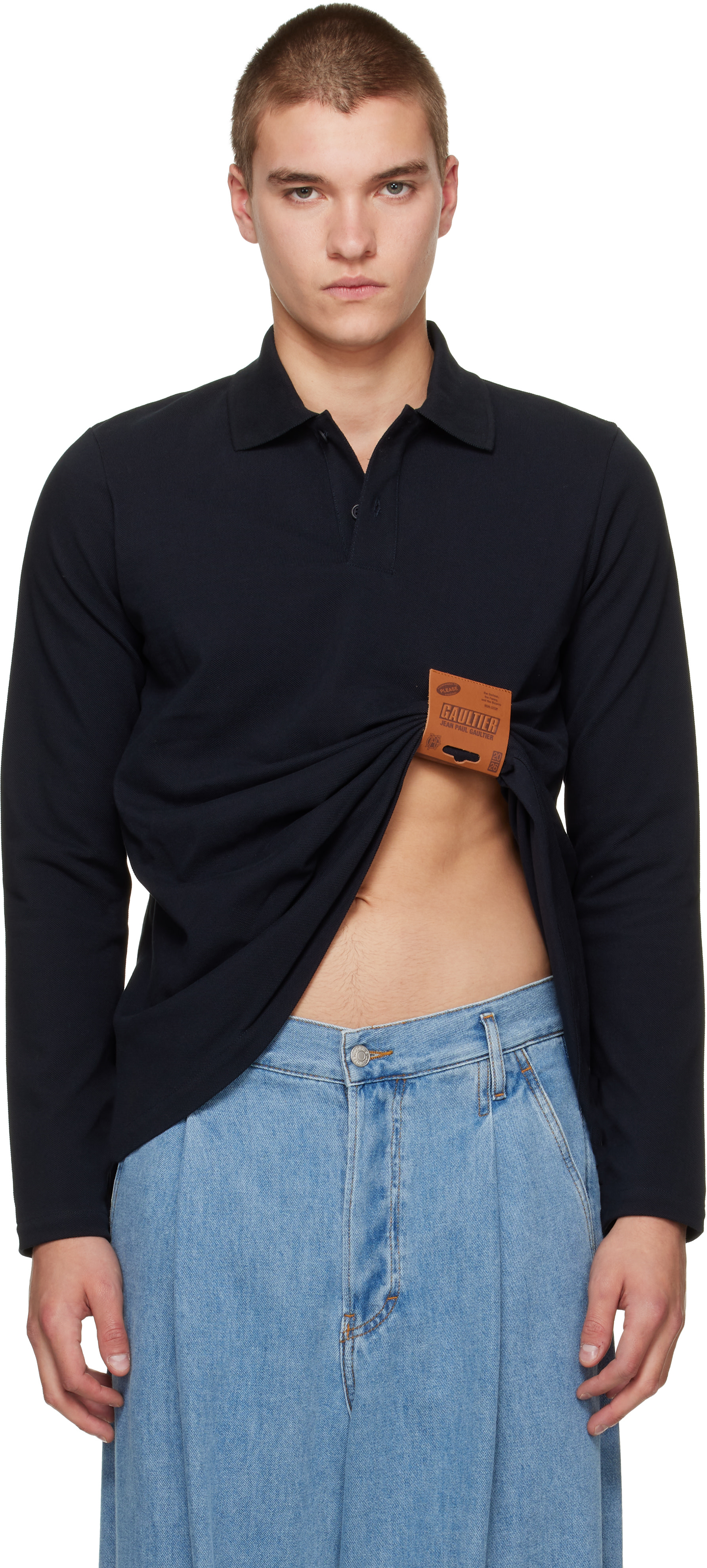 Jean Paul Gaultier: Navy 'The Label' Polo | SSENSE