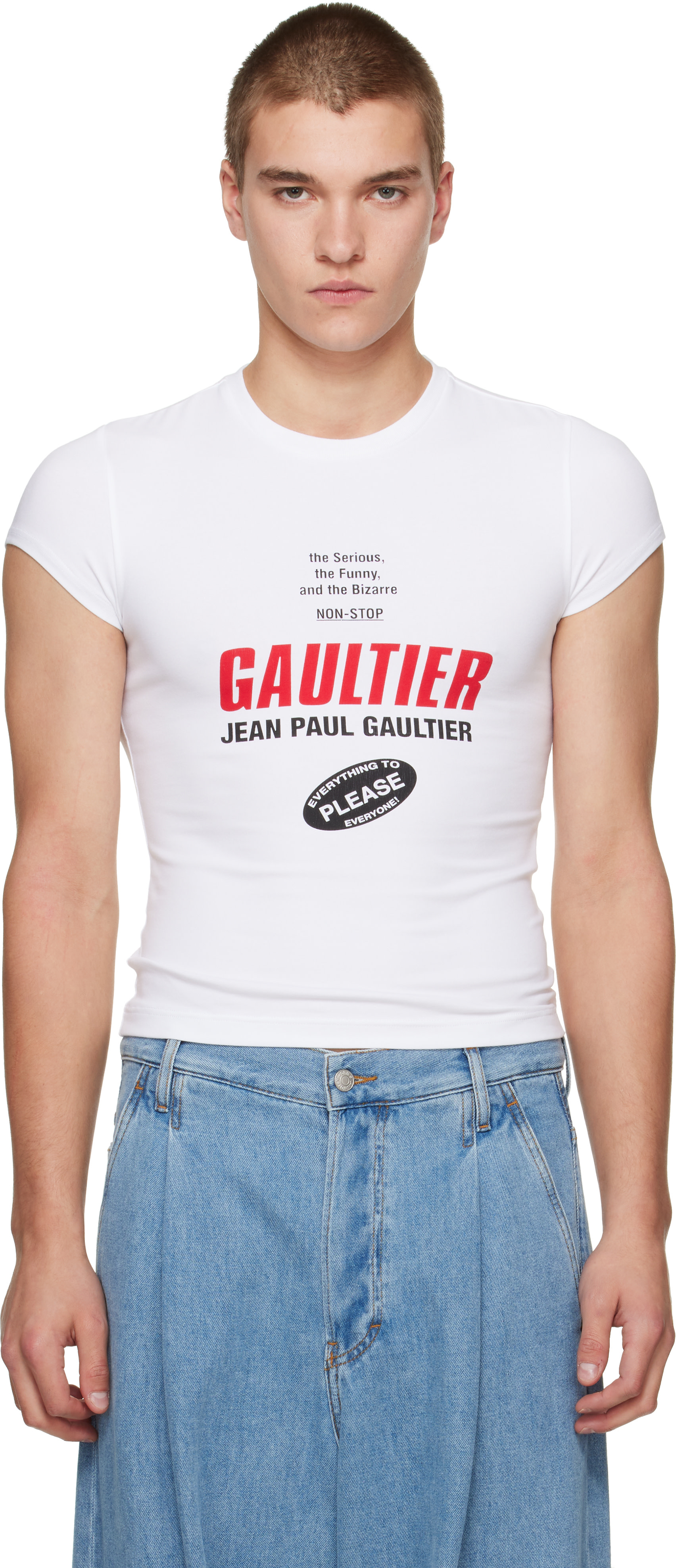Jean Paul Gaultier: White 'The Gaultier' Baby T-shirt | SSENSE
