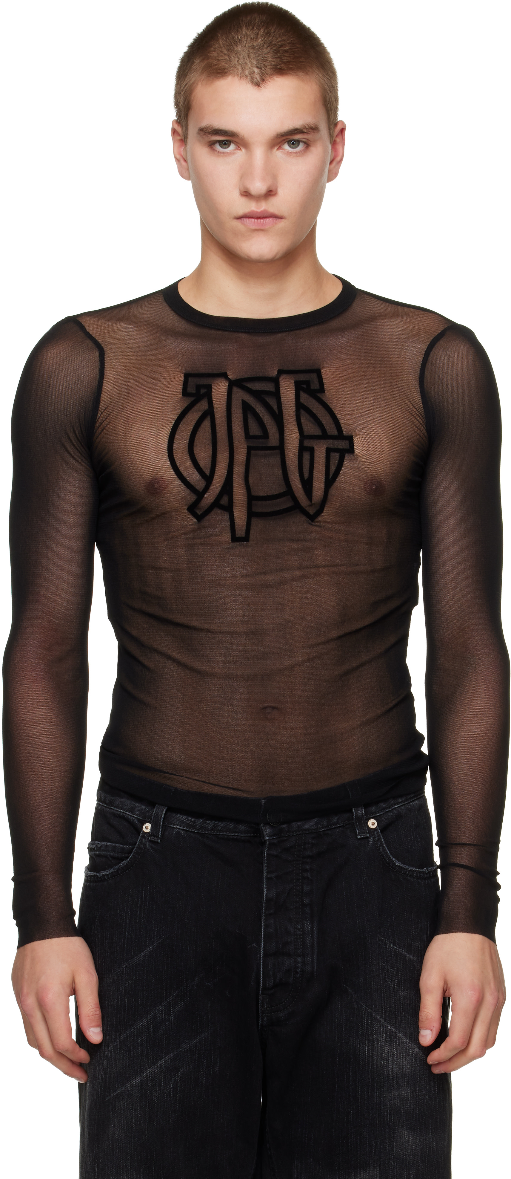 Jean Paul Gaultier: ブラック 'The JPG Long-Sleeve' Tシャツ