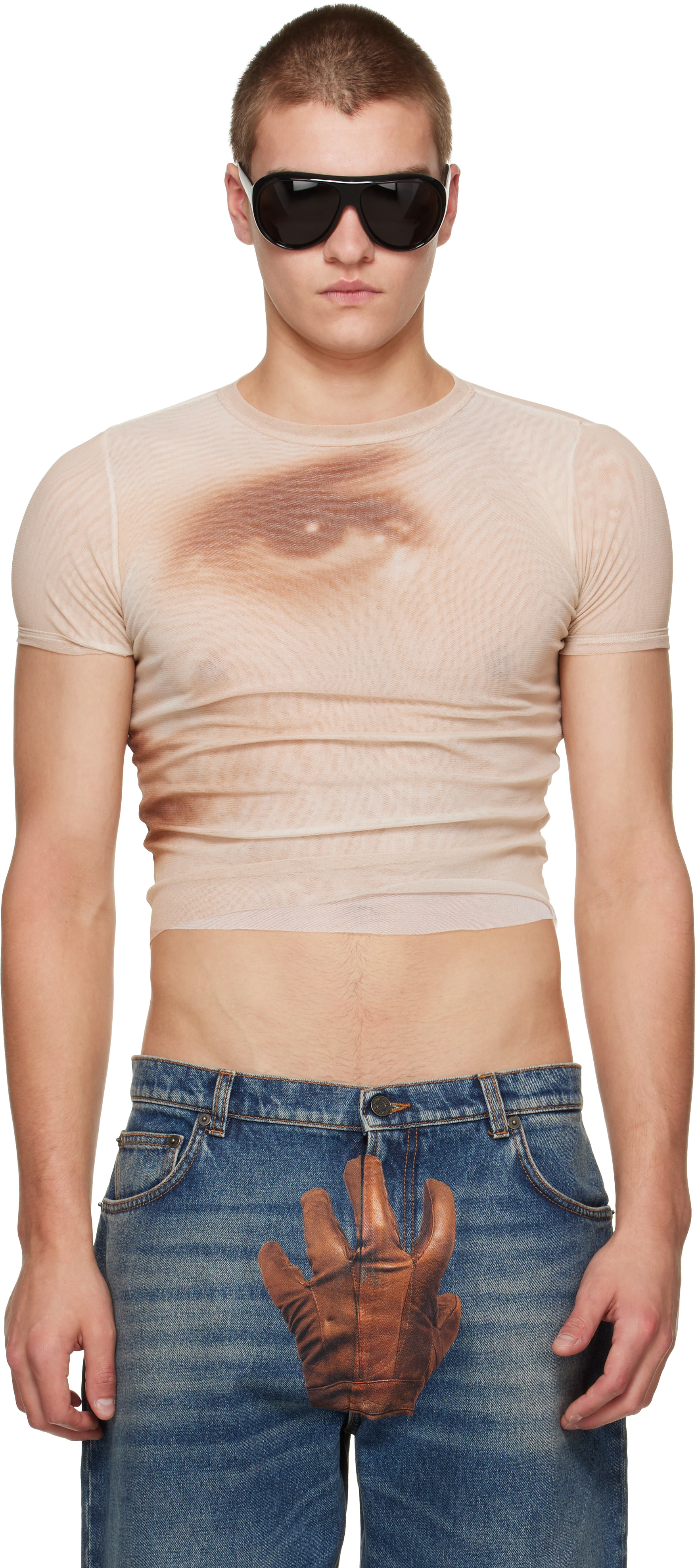 Jean Paul Gaultier: ベージュ 'The Face' ベビーTシャツ | SSENSE 日本