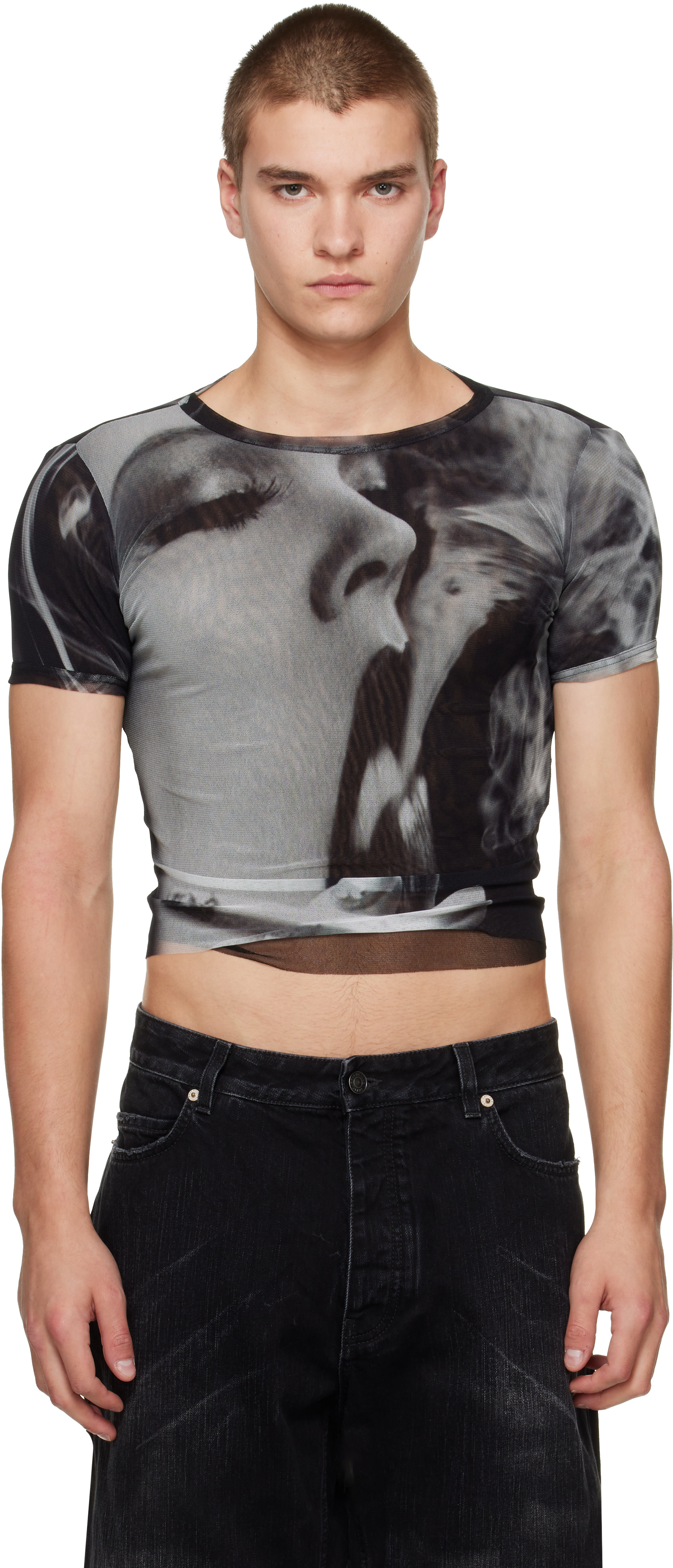 Jean Paul Gaultier: Black & Gray 'The Smoking Women' Baby T-shirt