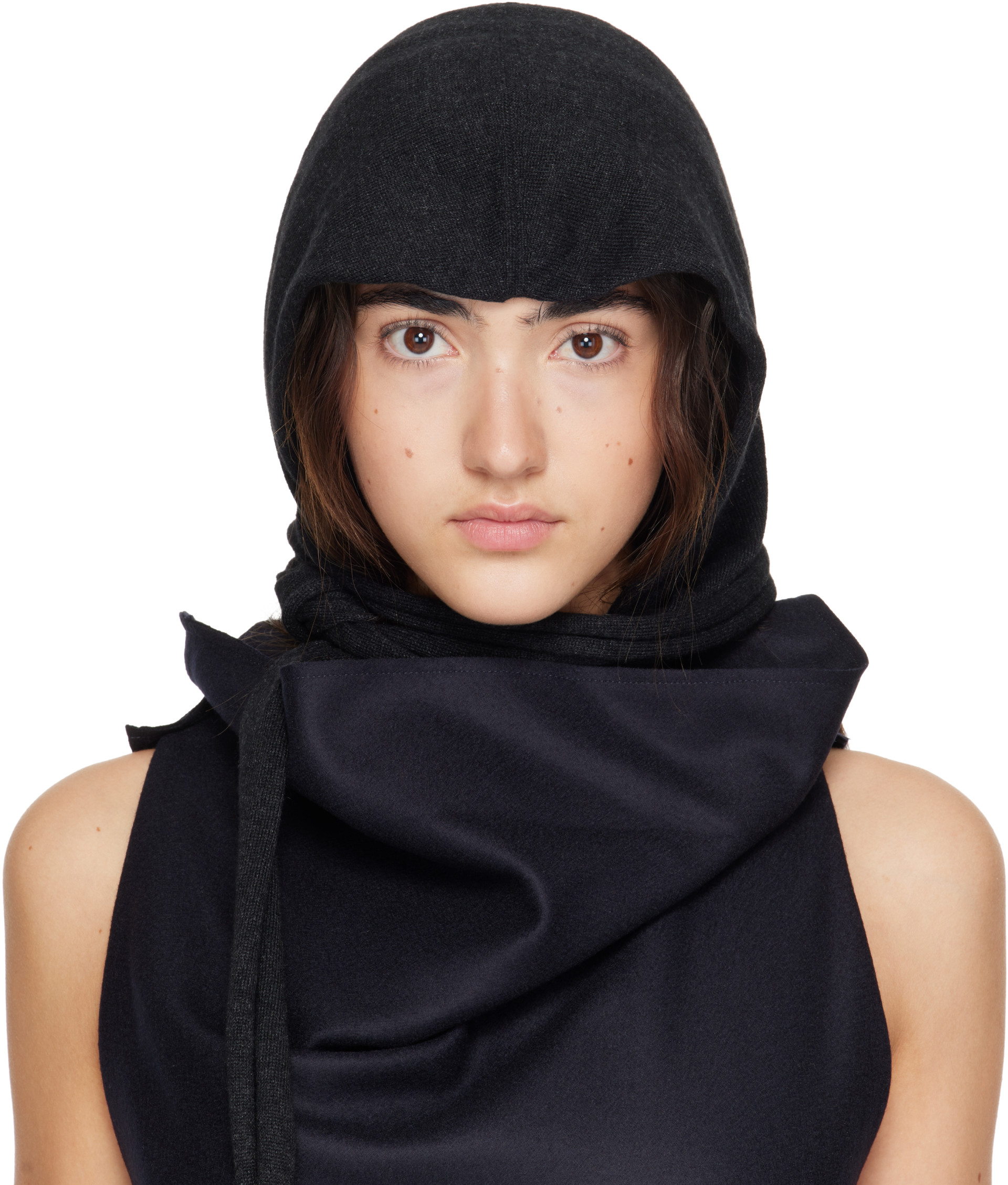 ISSEY MIYAKE: Black Silk Cashmere Balaclava Cap | SSENSE