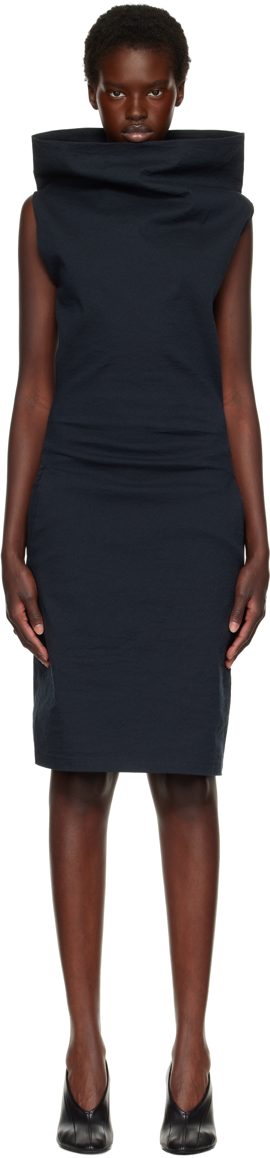 Issey Miyake - Robe midi Allow bleu marine