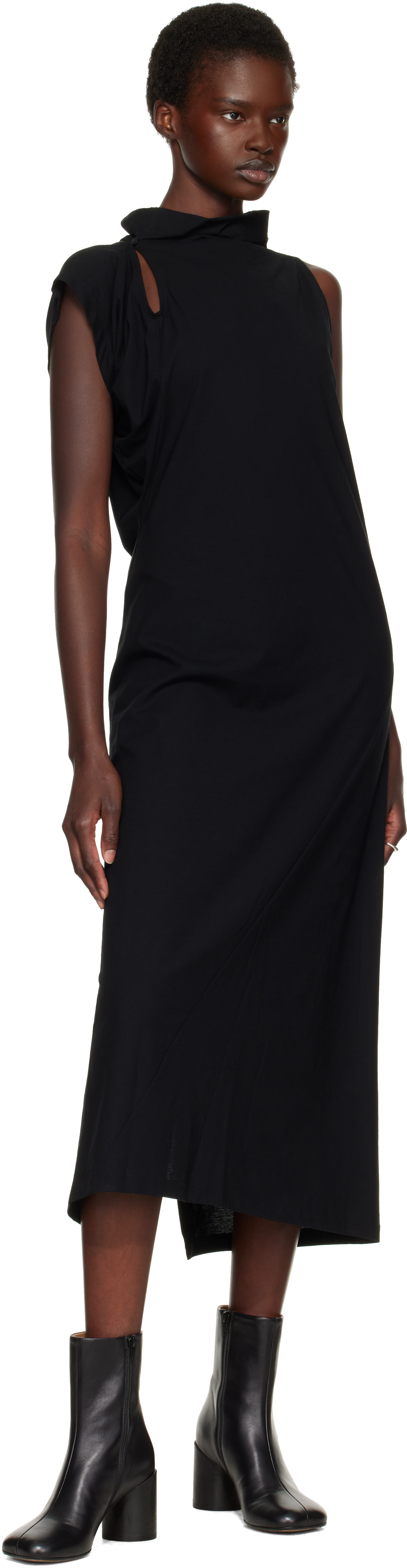 ISSEY MIYAKE: Black Tubular-T Midi Dress | SSENSE