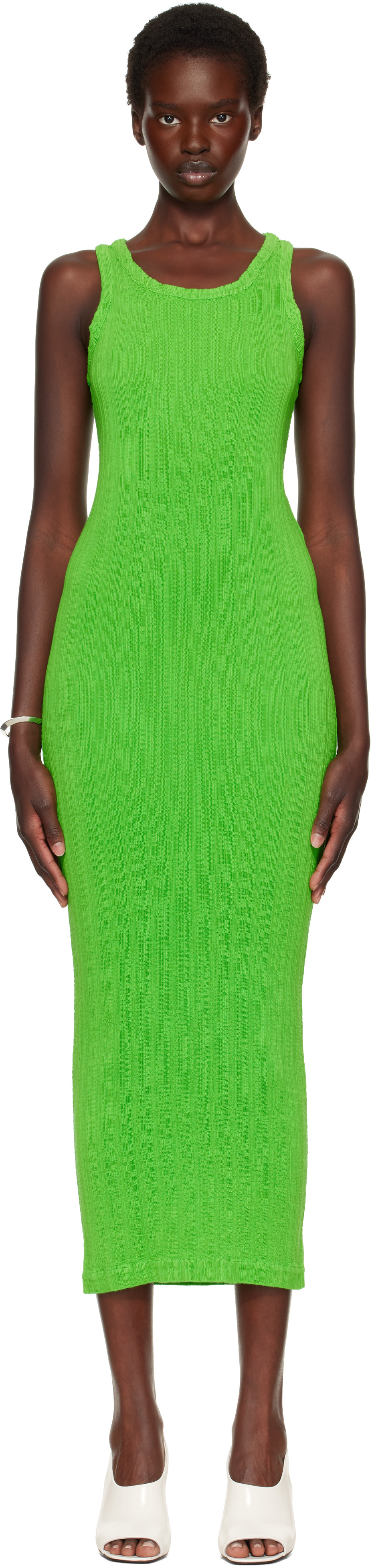 Issey Miyake - Robe longue Rill verte