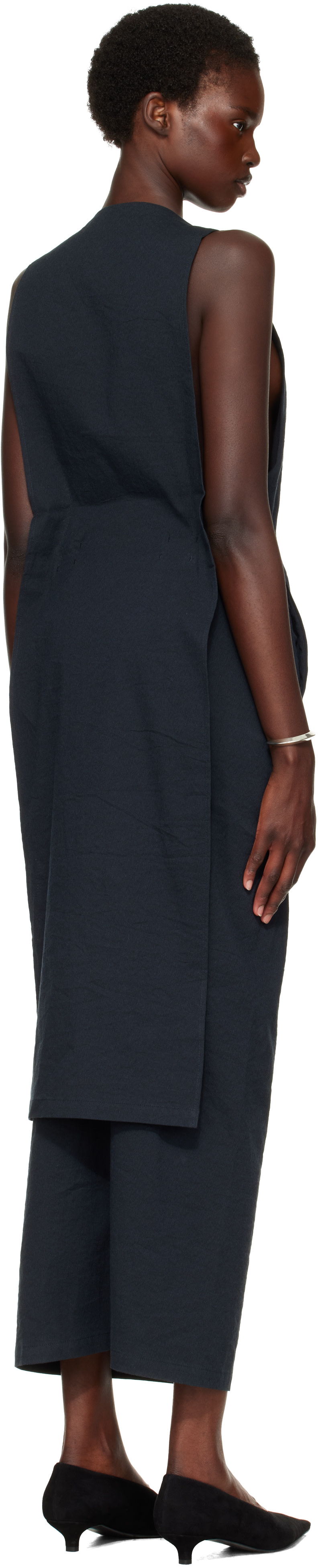 Issey Miyake - Robe longue Allow bleu marine
