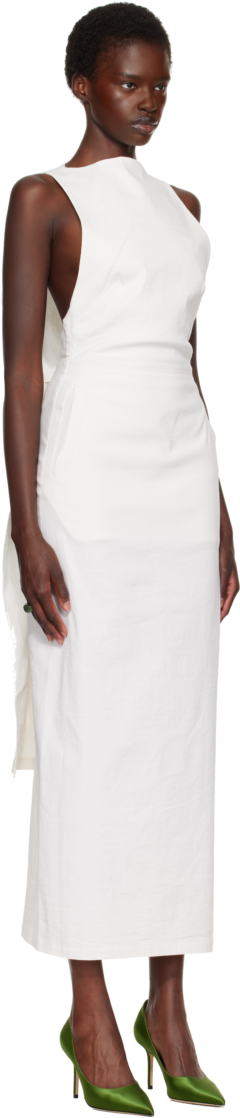 Issey Miyake - Robe longue Allow blanc cassé
