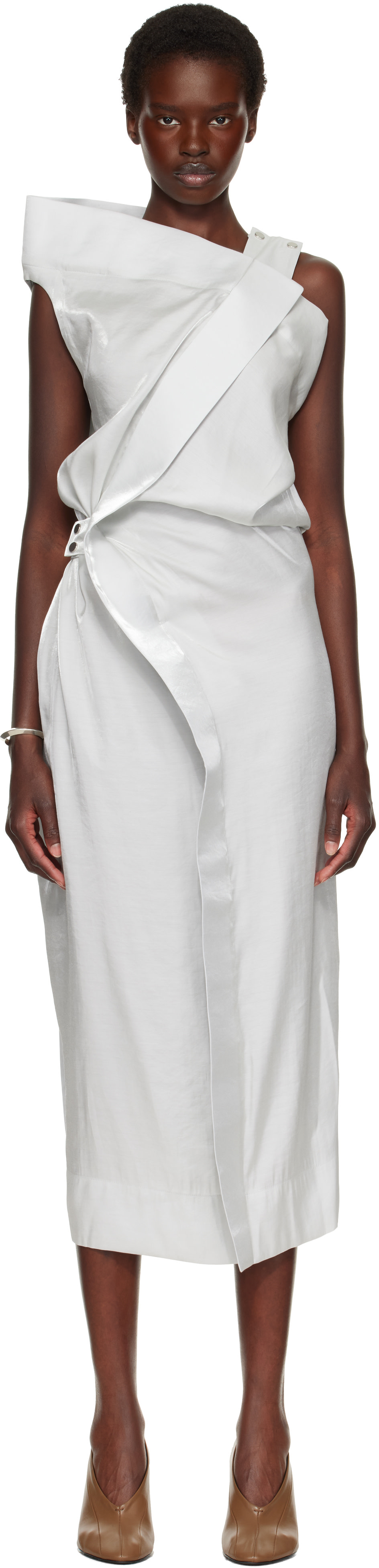 ISSEY MIYAKE: SSENSE Exclusive Gray Mercury Midi Dress | SSENSE