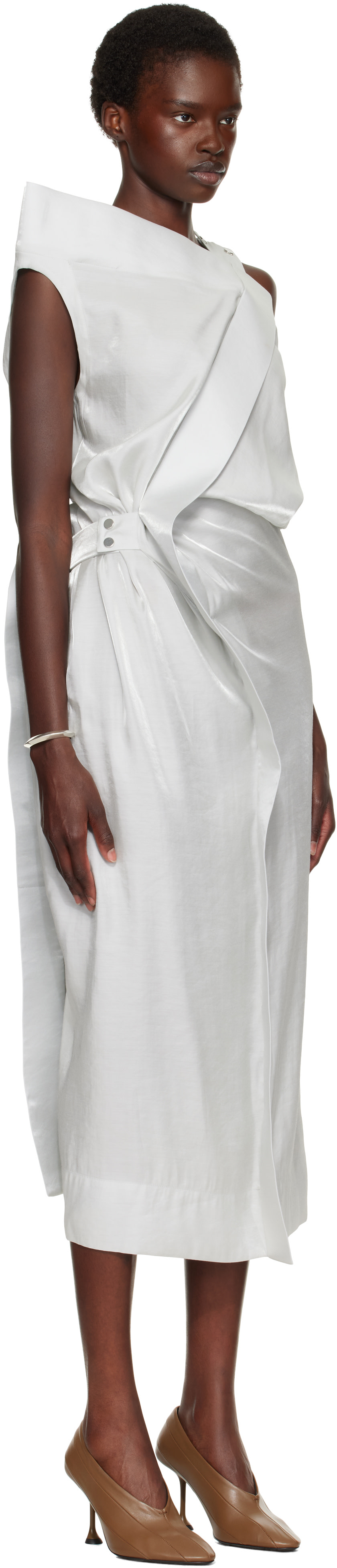 ISSEY MIYAKE: SSENSE Exclusive Gray Mercury Midi Dress | SSENSE