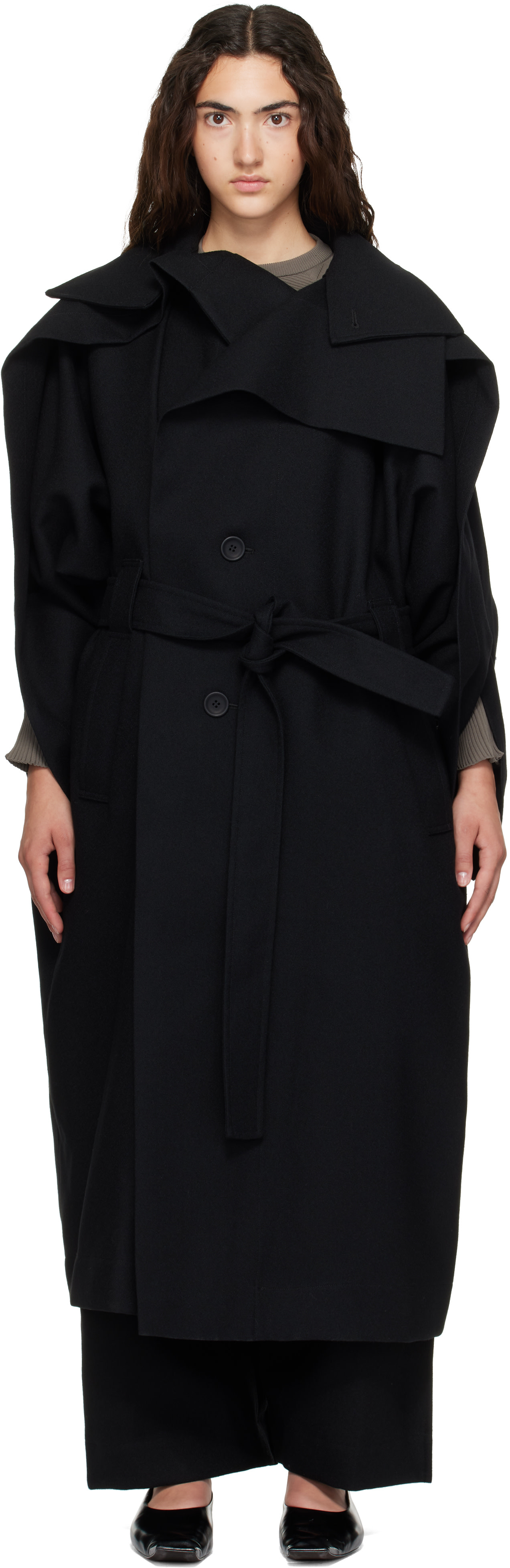Issey Miyake - Manteau Calligraph noir