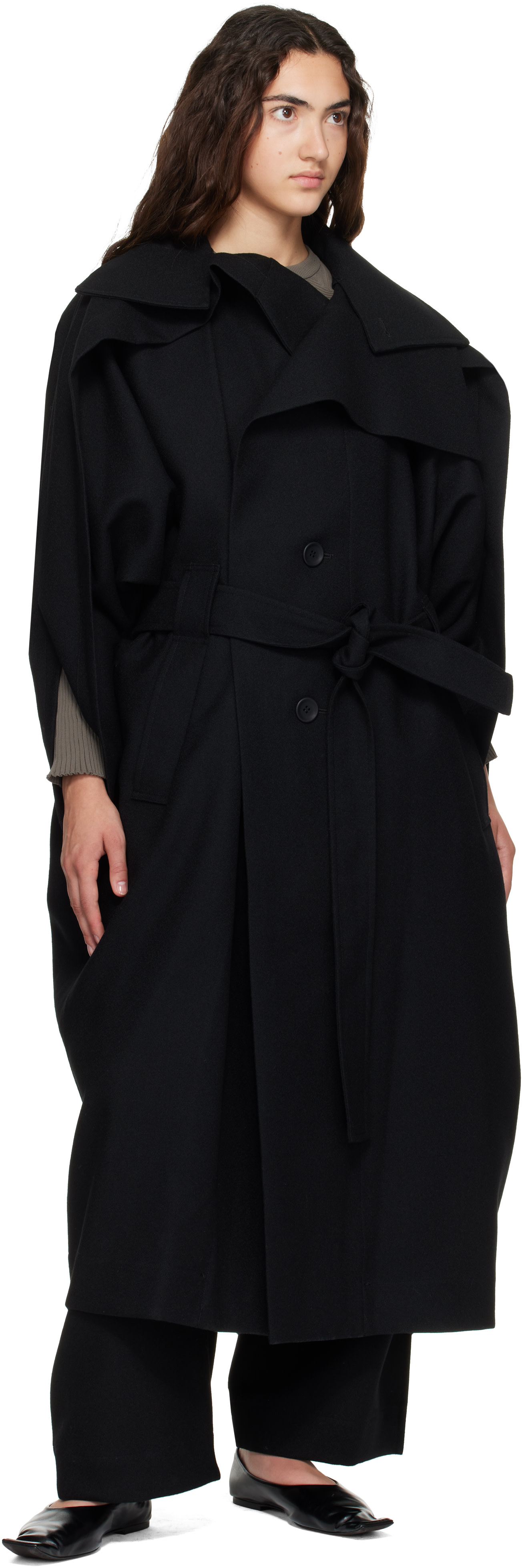 Issey Miyake - Manteau Calligraph noir