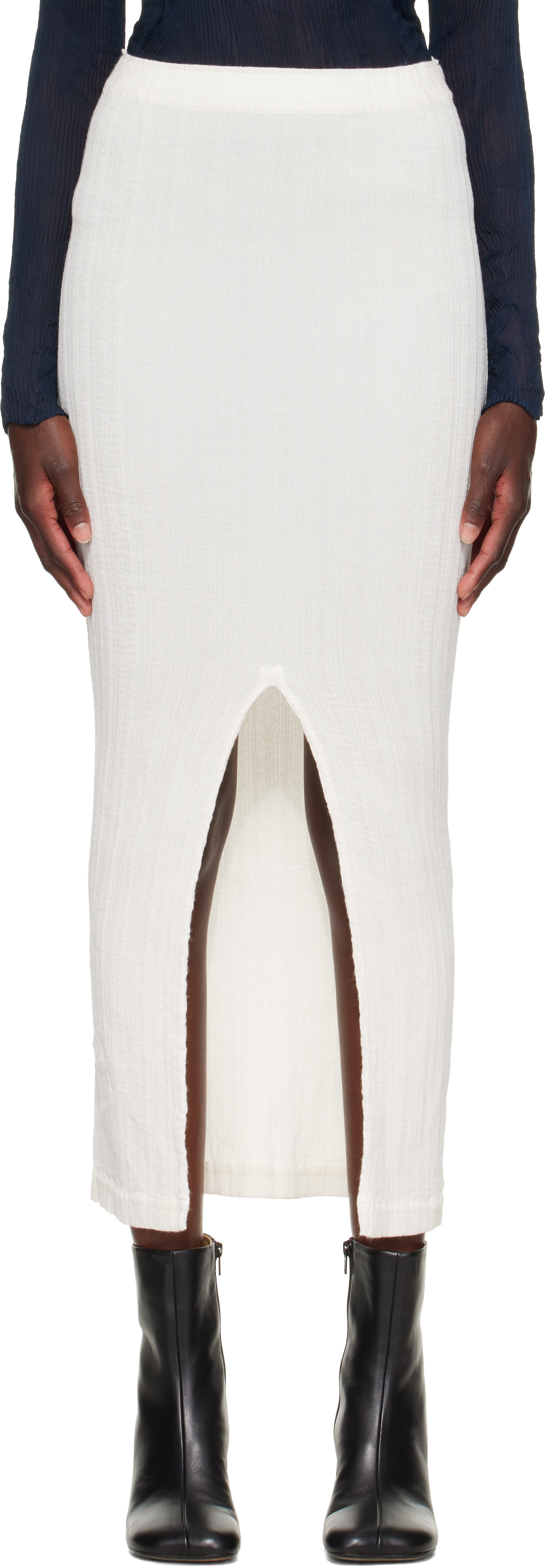 Issey Miyake - Jupe midi Rill blanc cassé