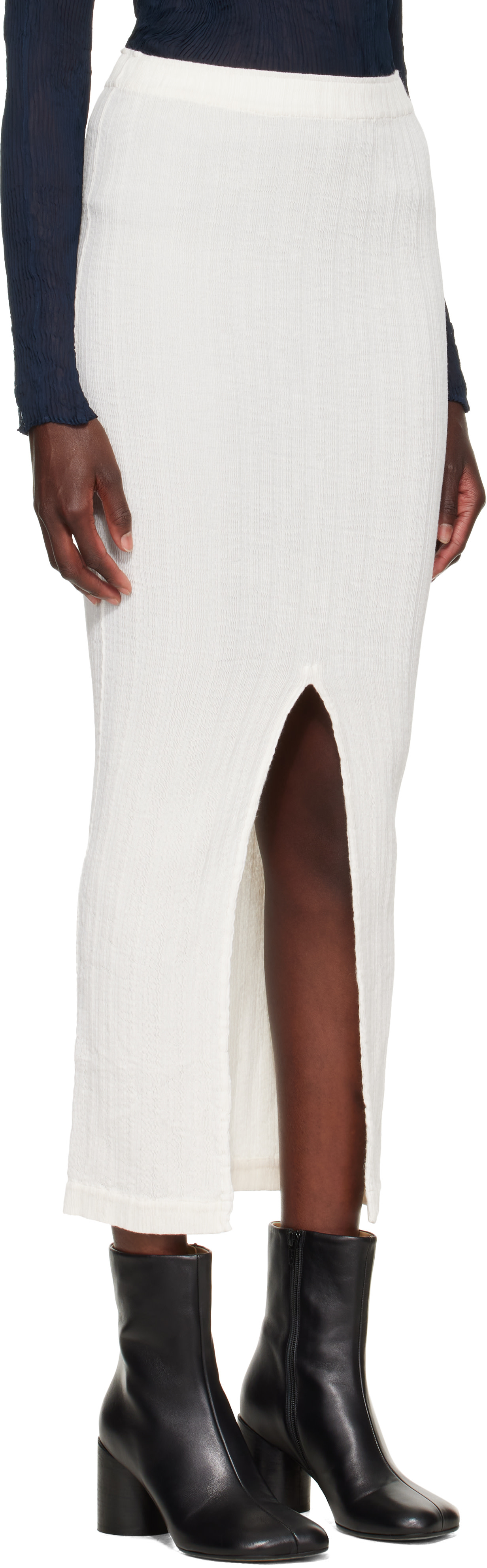 Issey Miyake - Jupe midi Rill blanc cassé