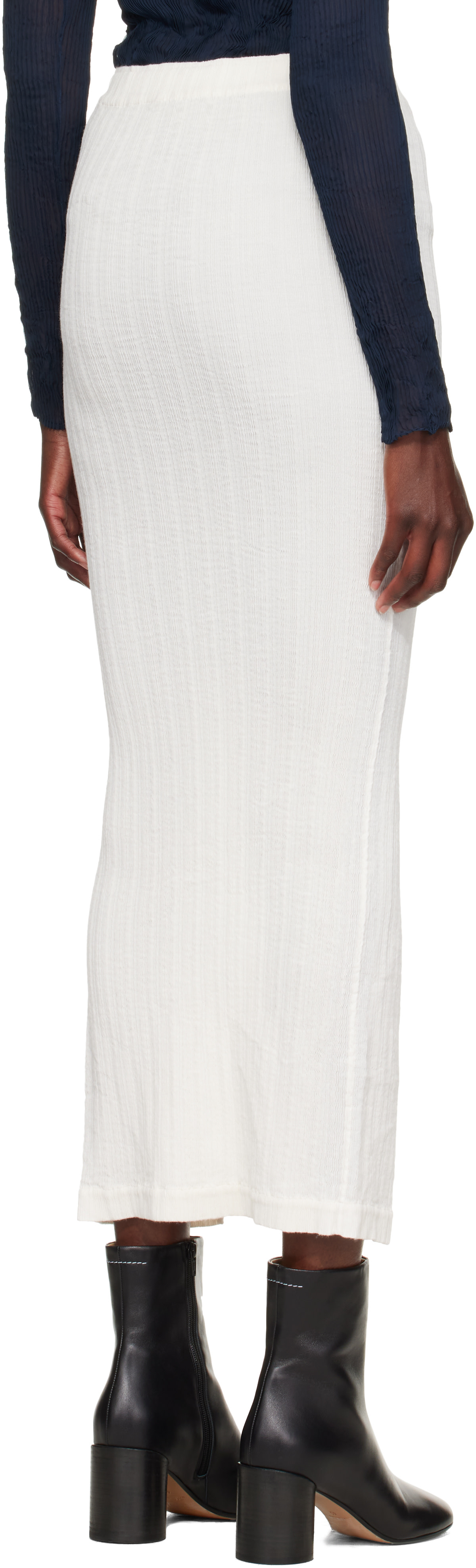 Issey Miyake - Jupe midi Rill blanc cassé