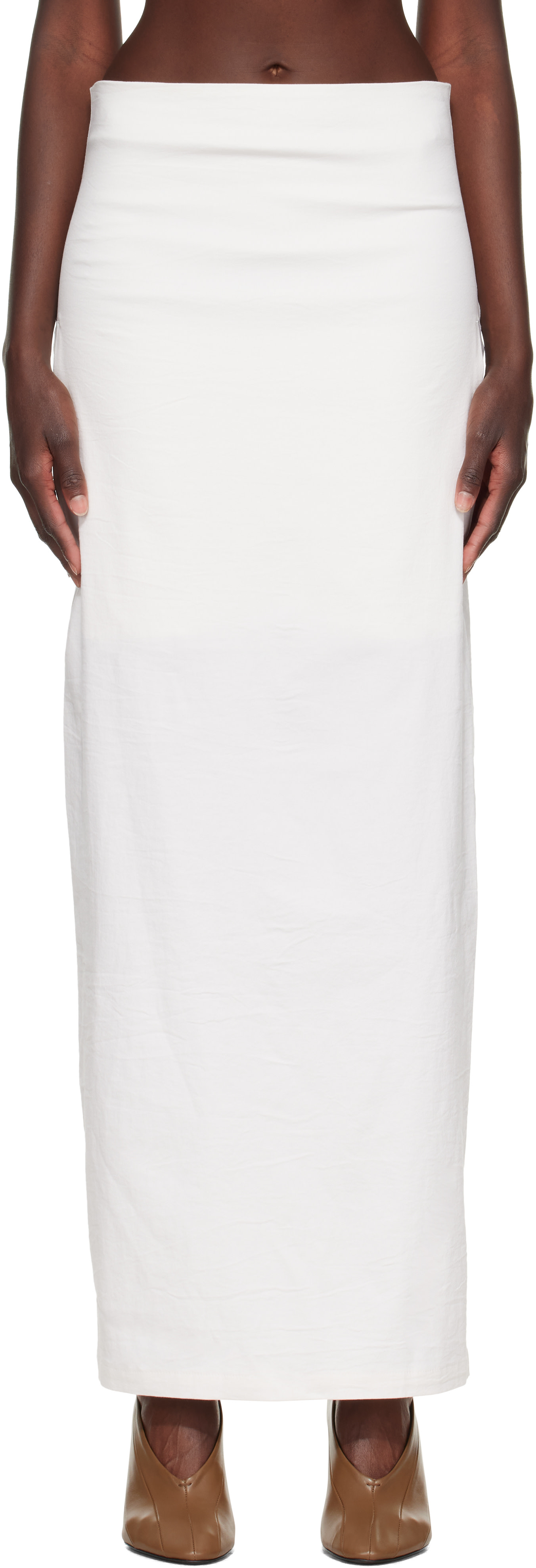 Issey Miyake - Jupe longue Allow blanc cassé