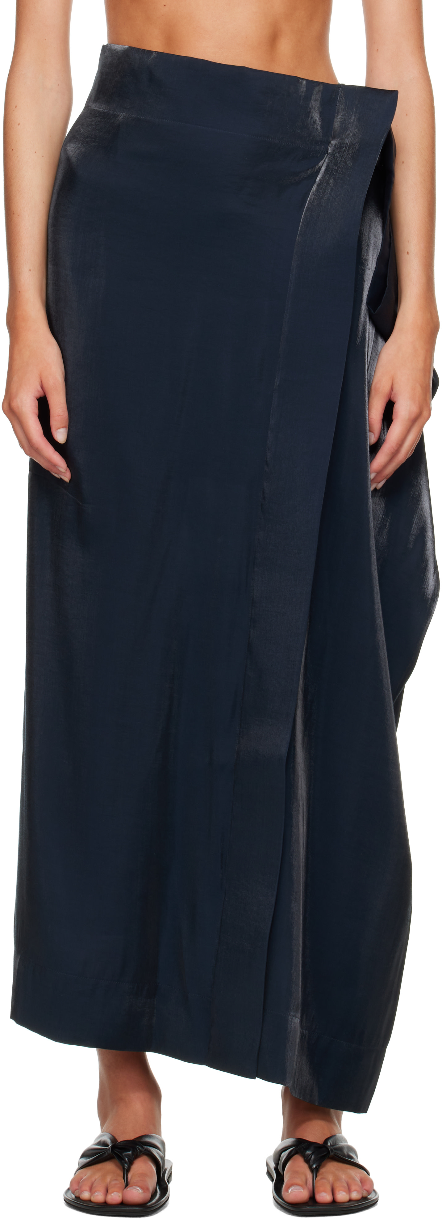 ISSEY MIYAKE: SSENSE Exclusive Navy Mercury Maxi Skirt | SSENSE