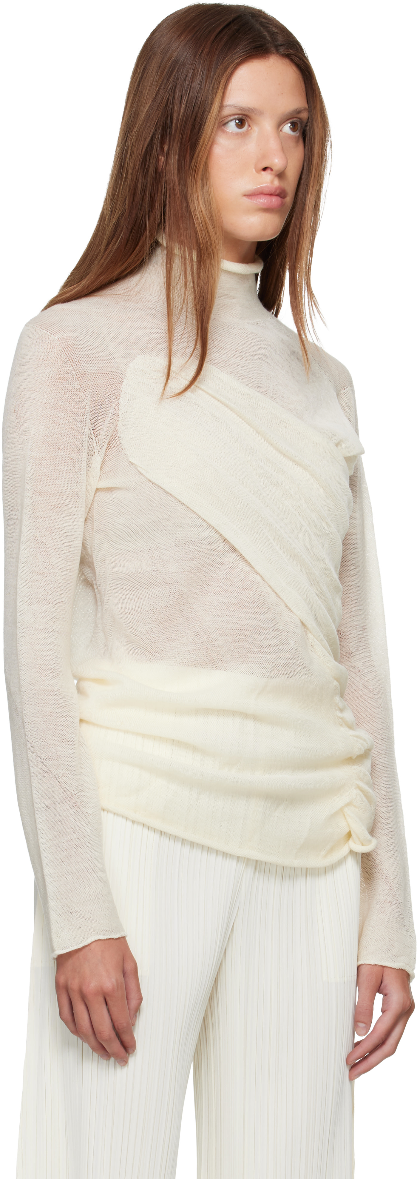 Issey Miyake - Haut Hug blanc cassé