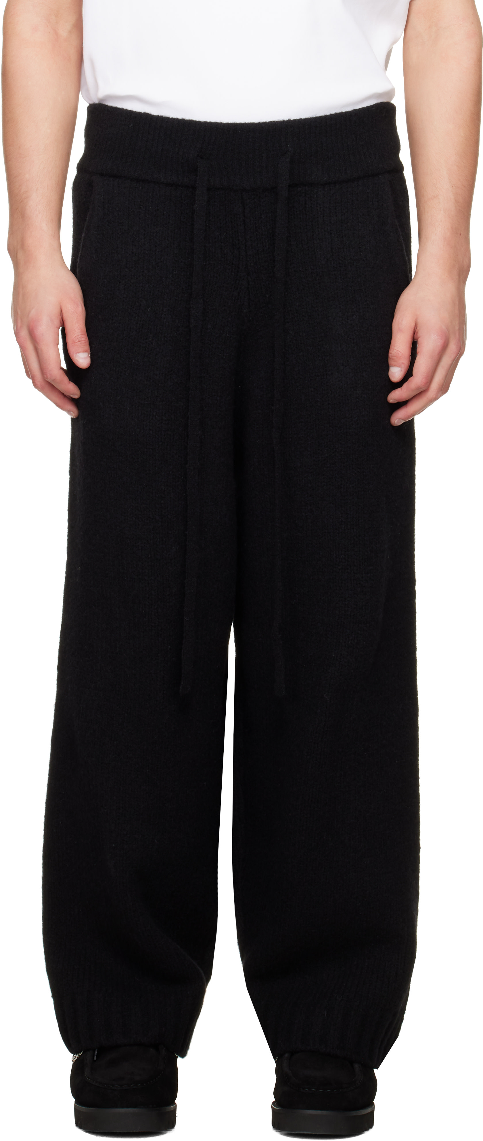 Seventh - Black Wool-Knit Stacks Sweatpants