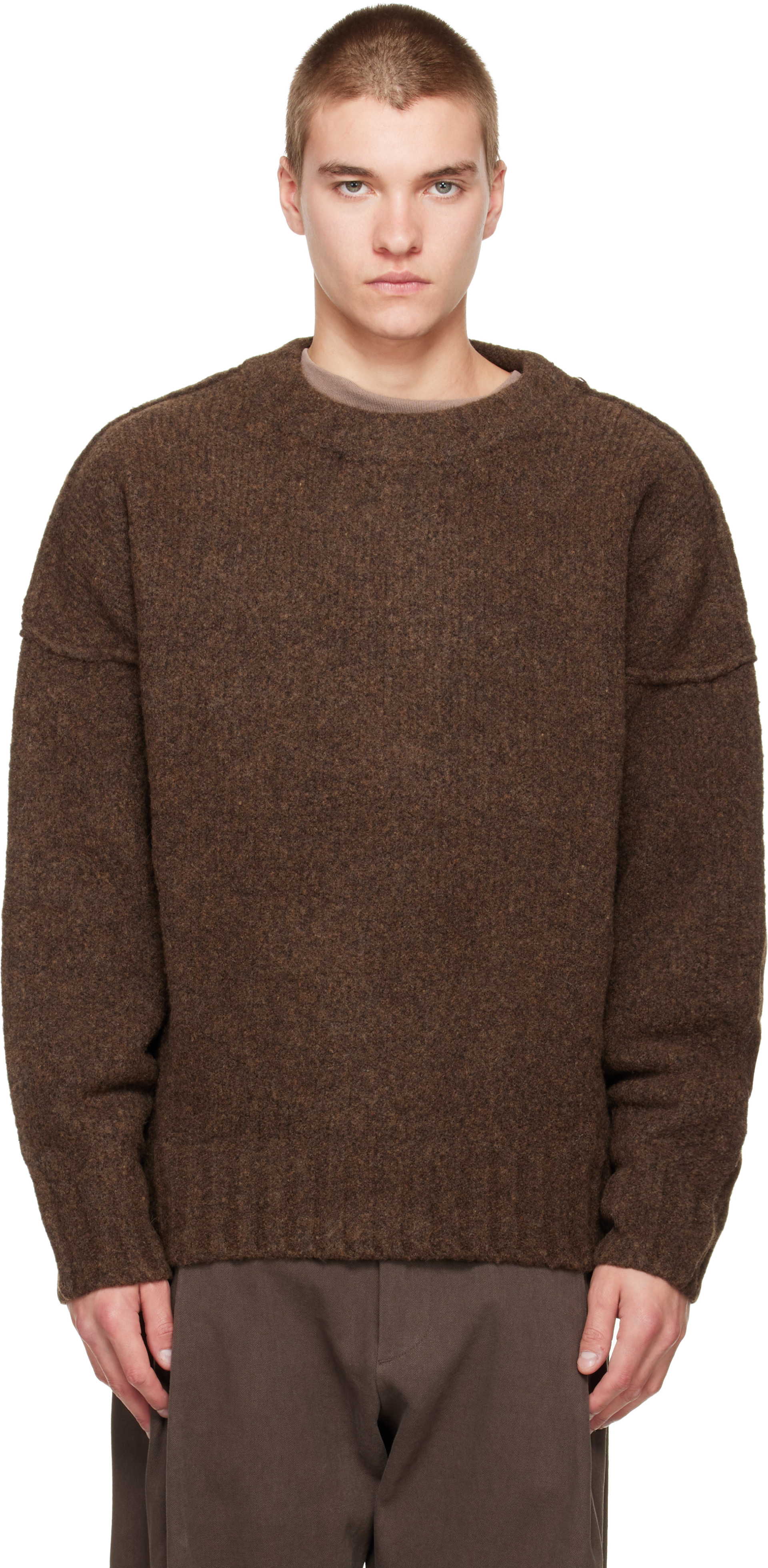 Seventh - Brown Wool Knit Crewneck Sweater