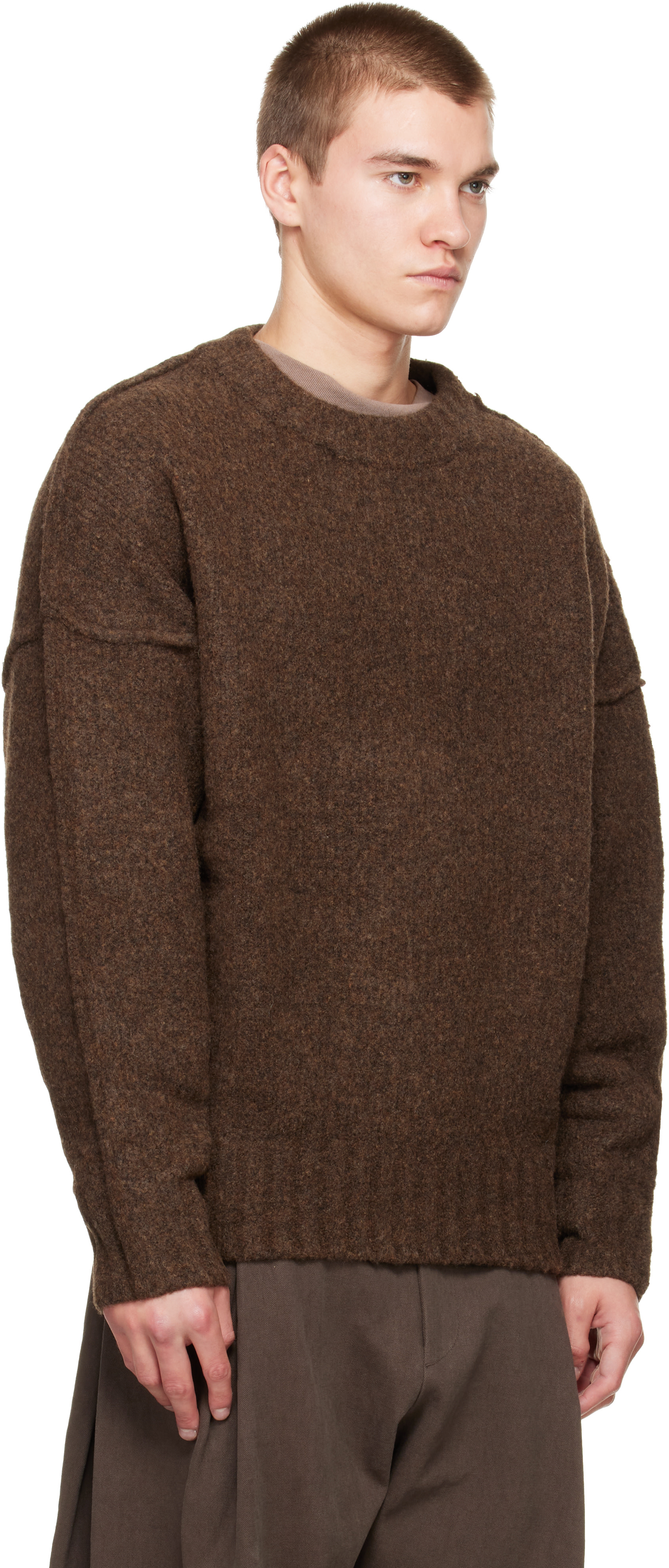 Seventh - Brown Wool Knit Crewneck Sweater