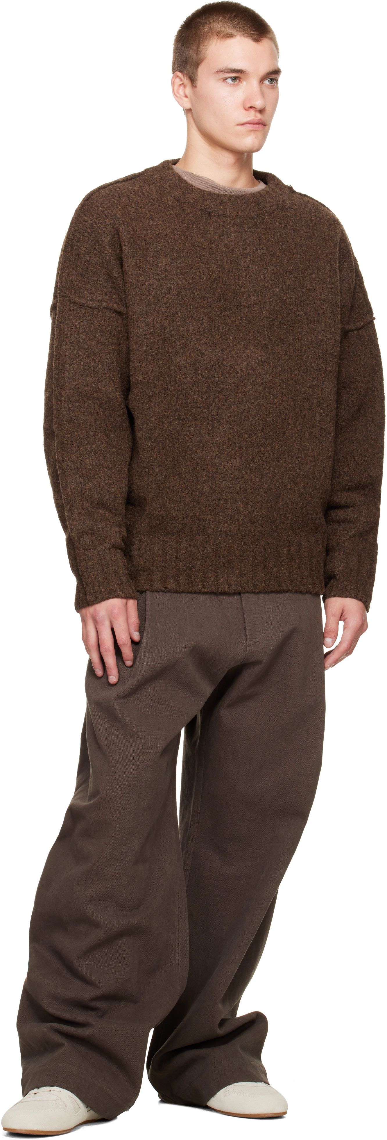 Seventh - Brown Wool Knit Crewneck Sweater