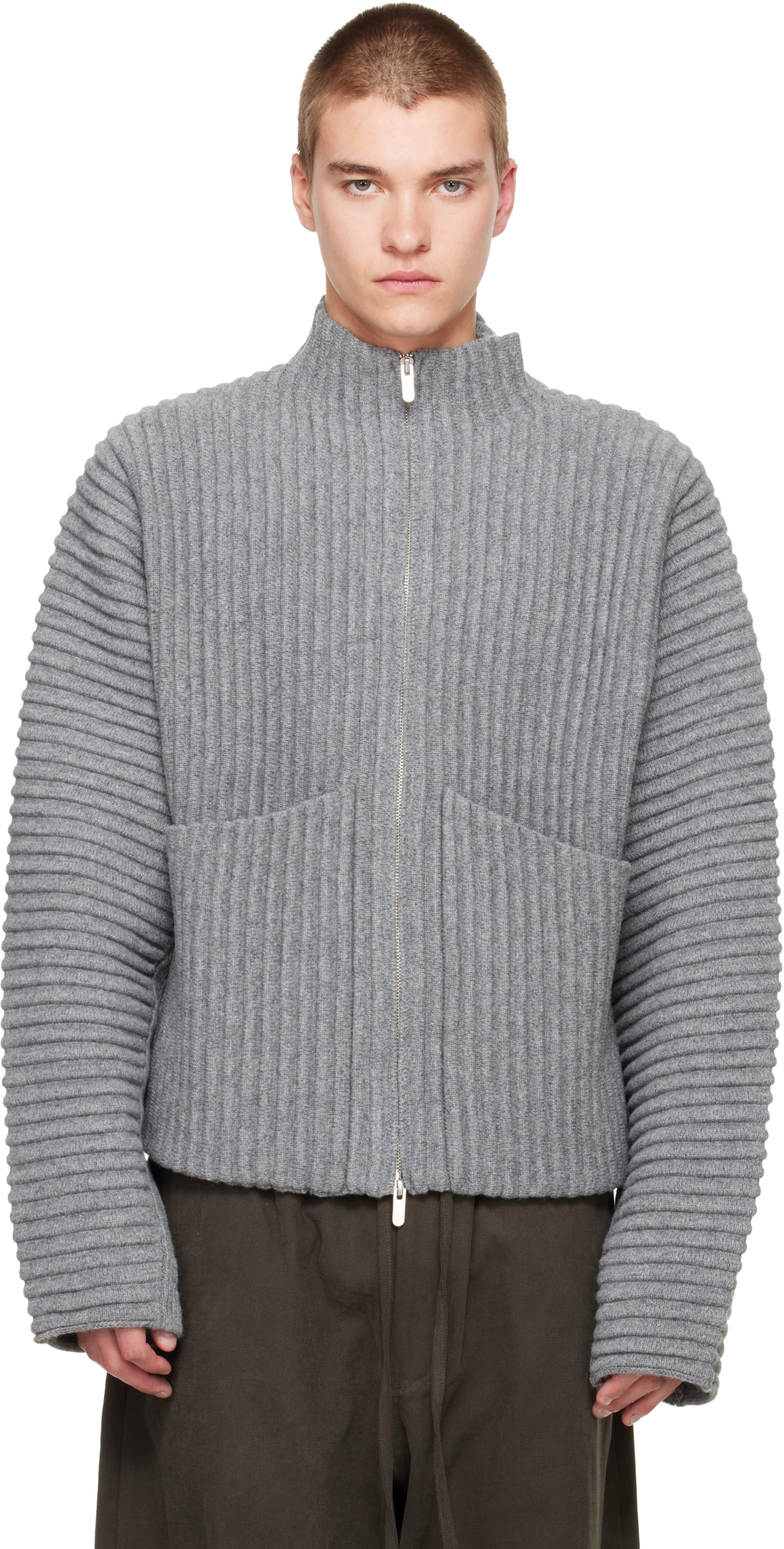 Seventh - Gray Globe Rib Knit Cardigan