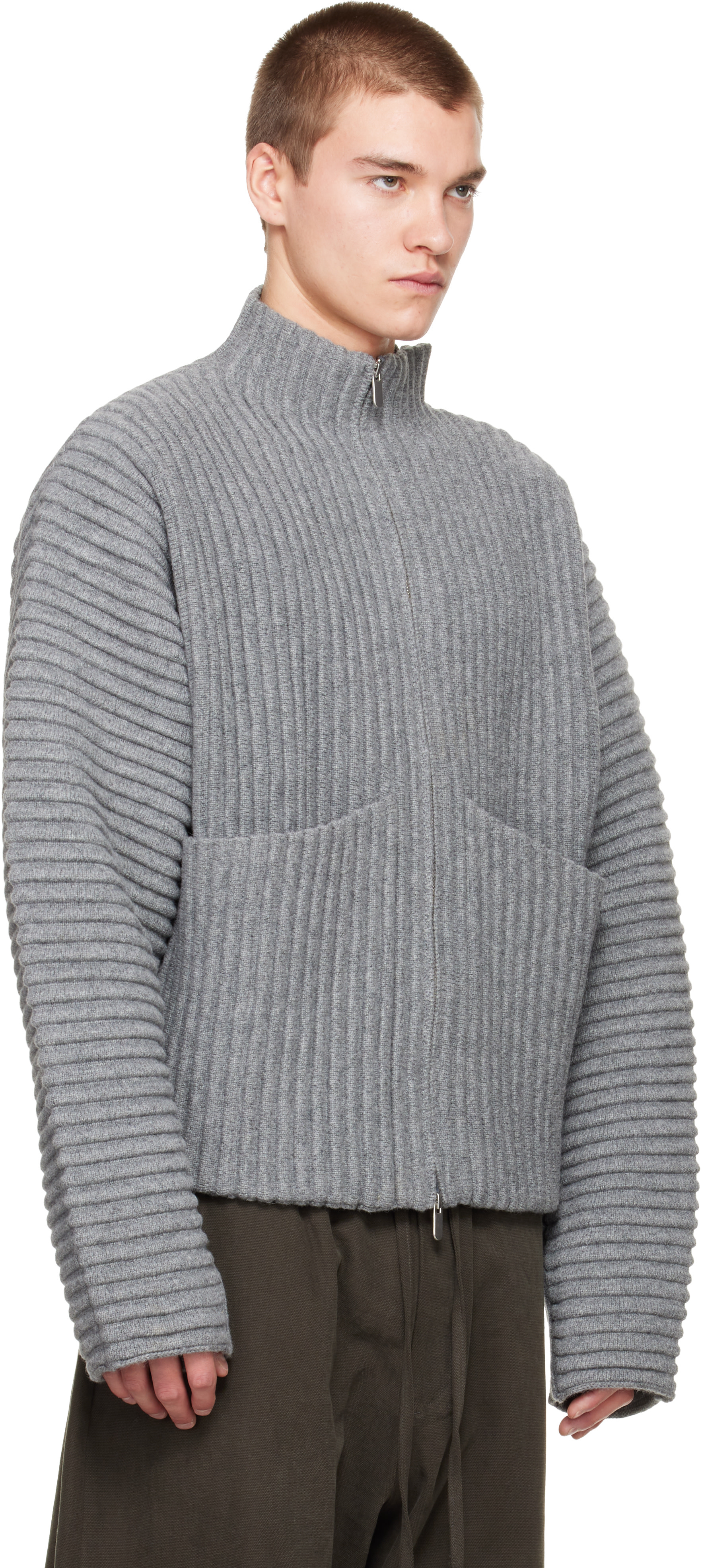 Seventh - Gray Globe Rib Knit Cardigan