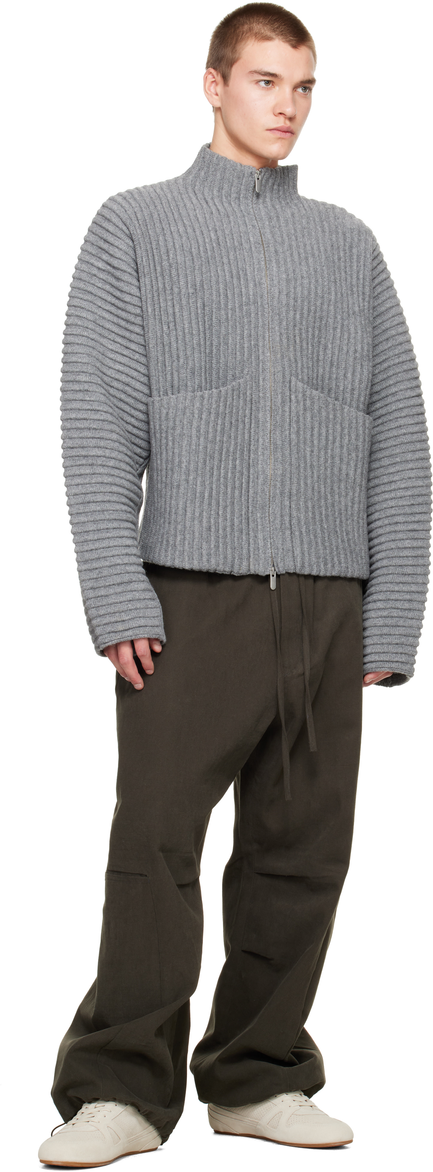 Seventh - Gray Globe Rib Knit Cardigan