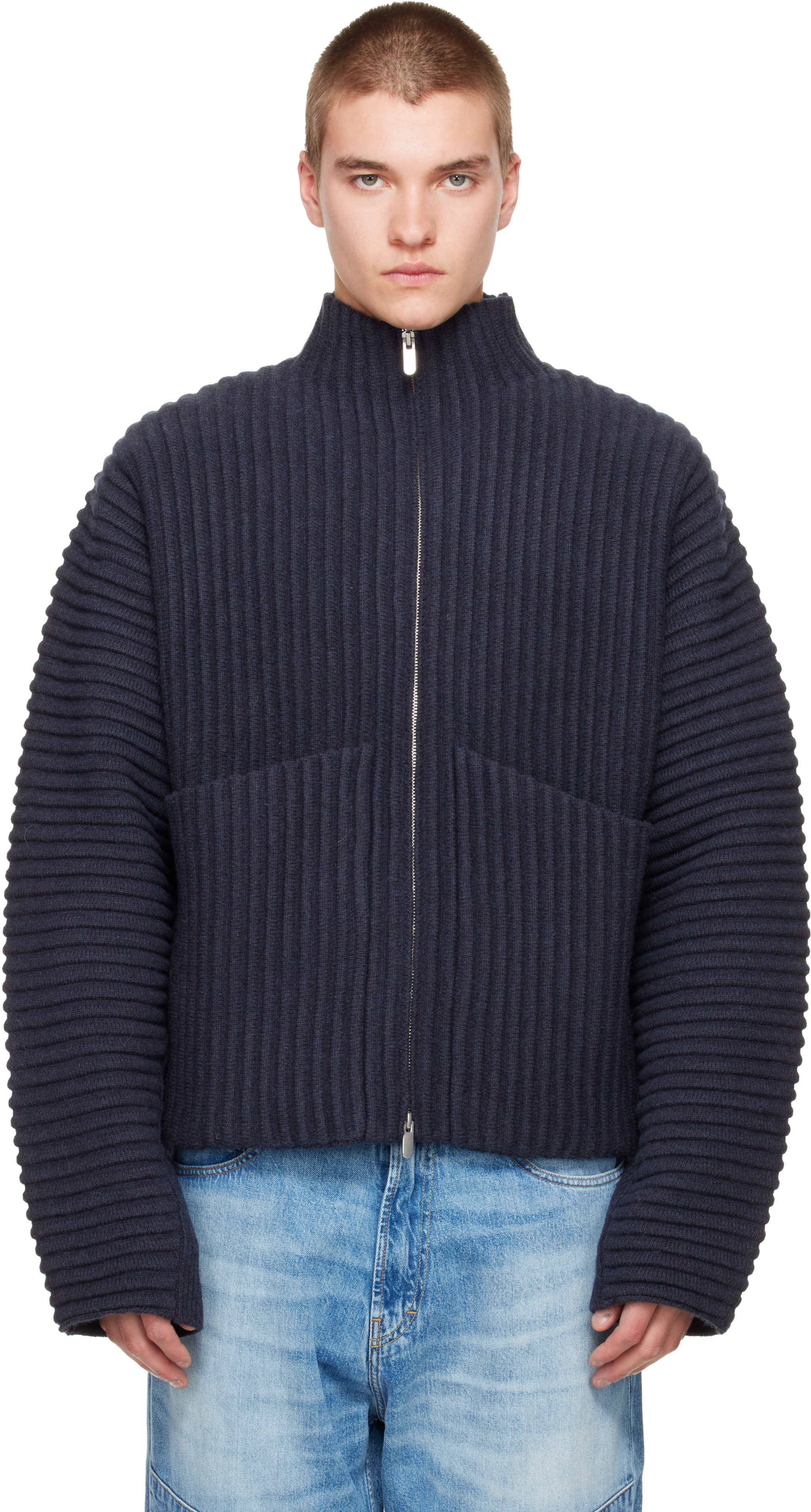Seventh - Navy Globe Rib Knit Cardigan