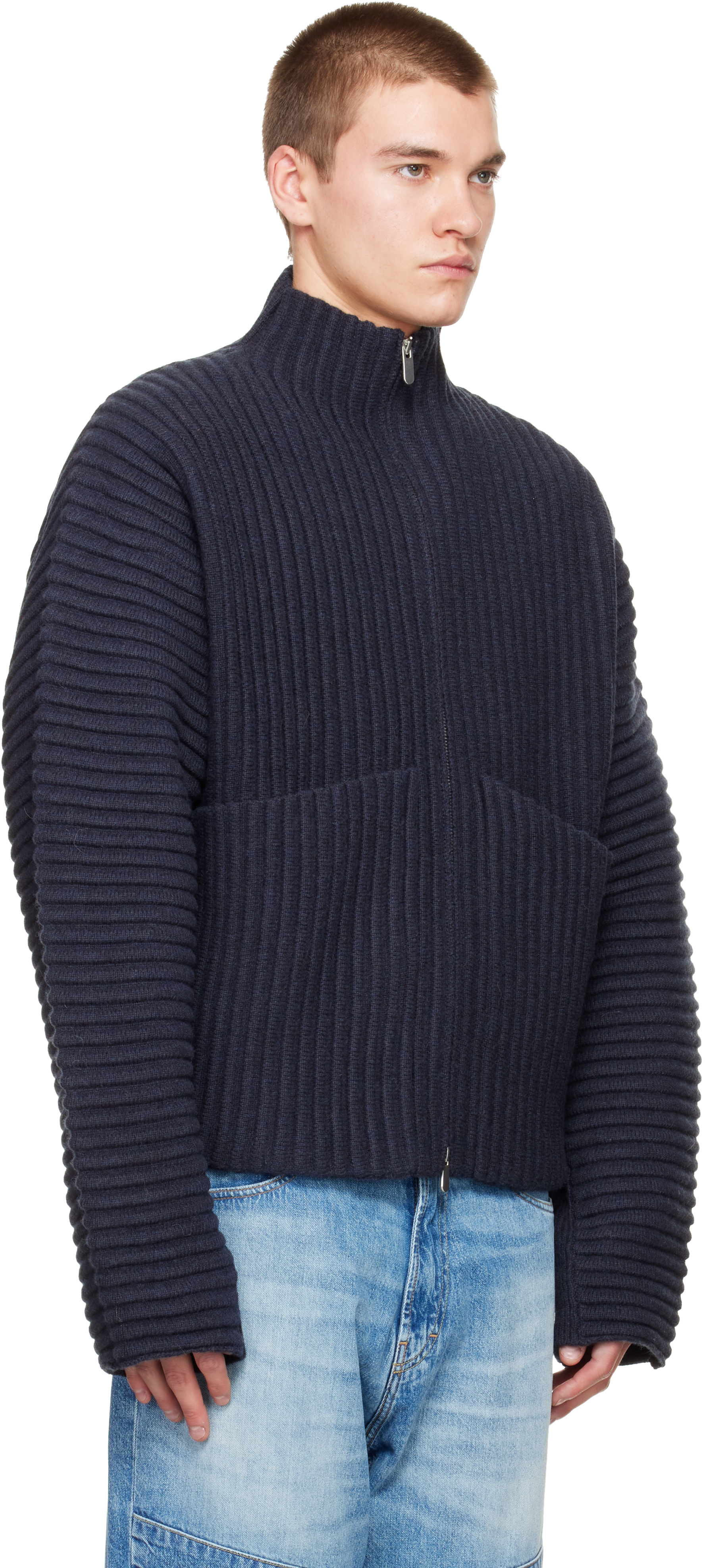 Seventh - Navy Globe Rib Knit Cardigan
