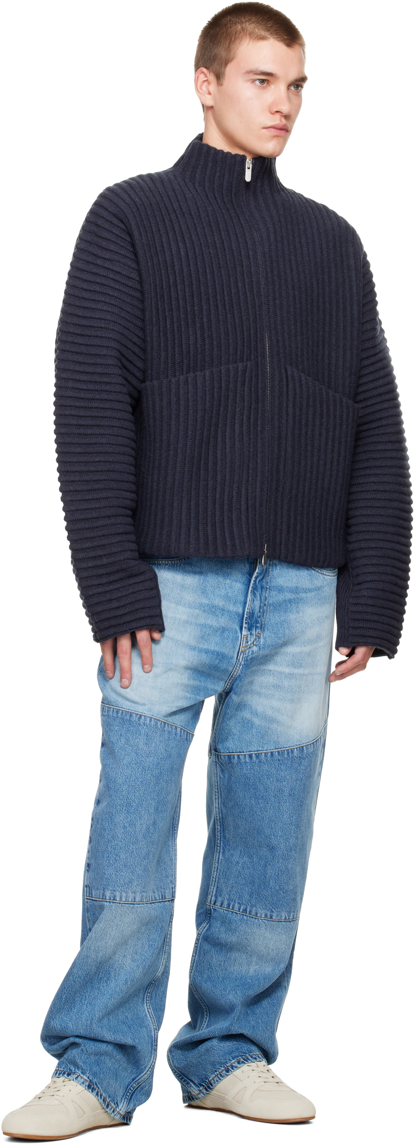 Seventh - Navy Globe Rib Knit Cardigan