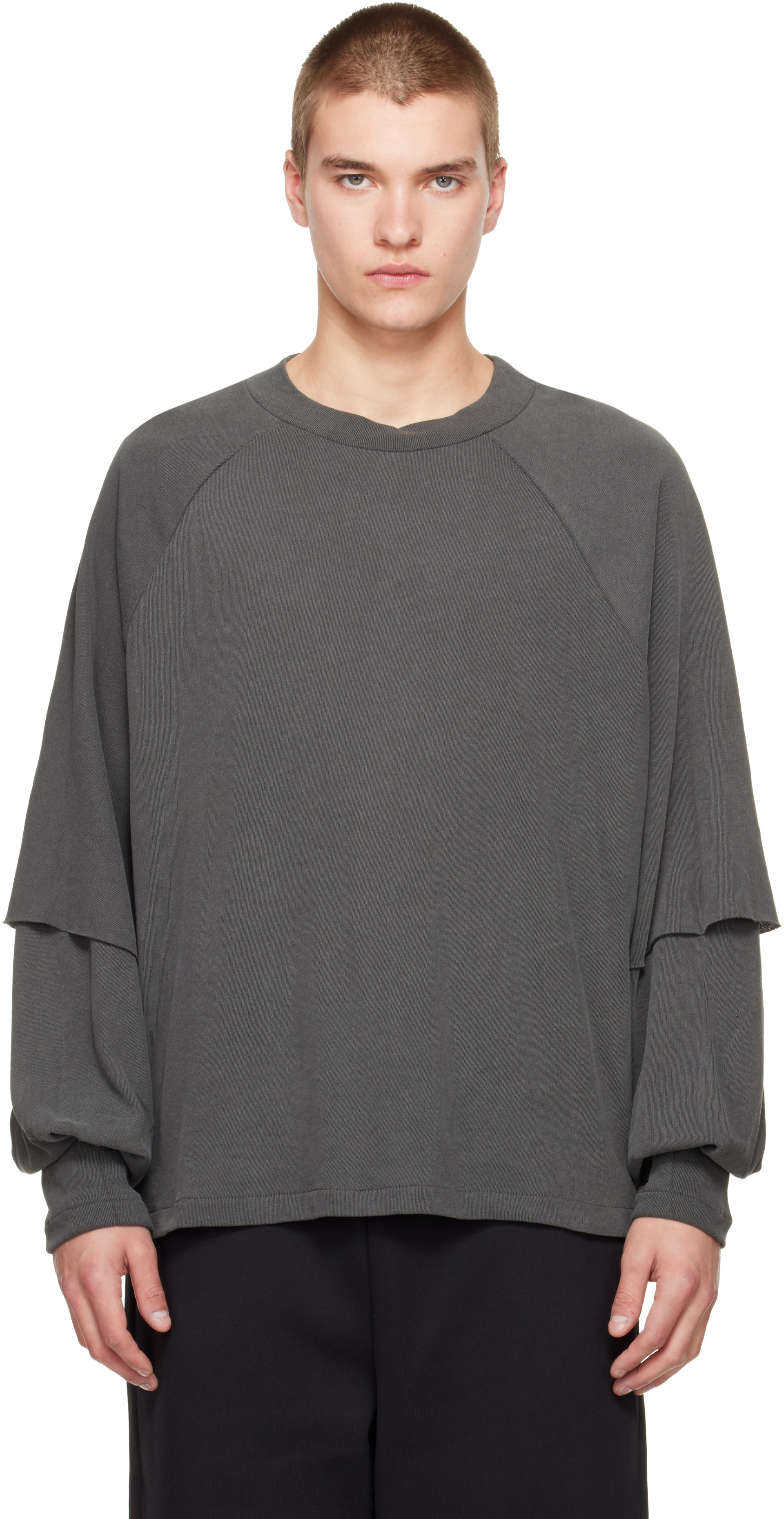 Seventh - Gray Raglan Layered Longsleeve T-shirt