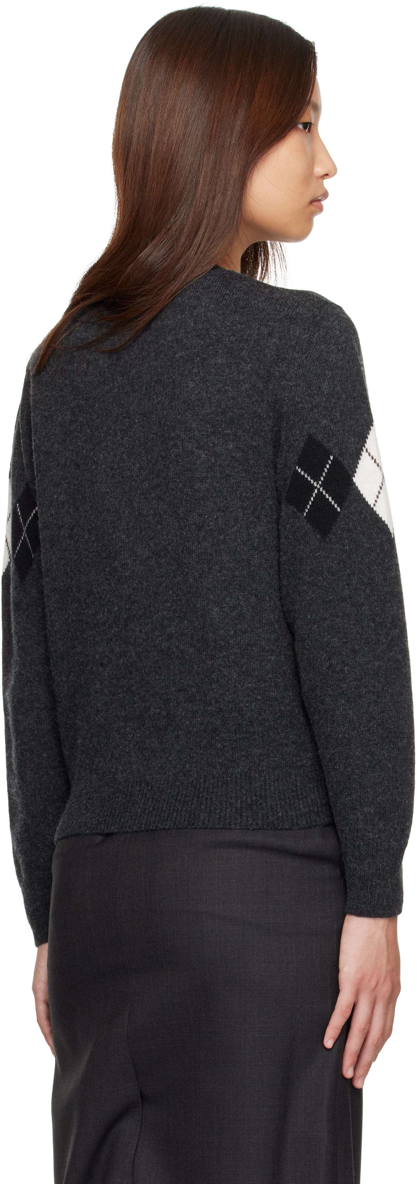 Nothing Written: Gray Heritage Argyle Knit Cardigan | SSENSE
