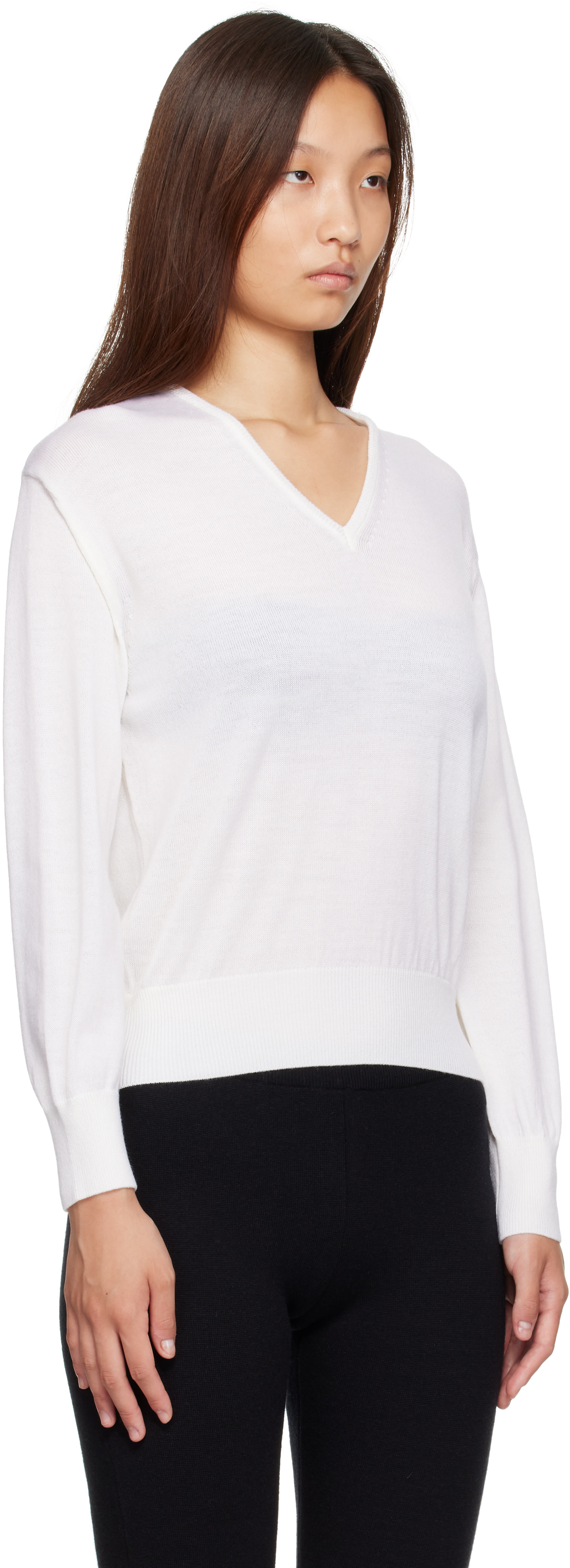 Nothing Written - Pull Sane blanc à col en V