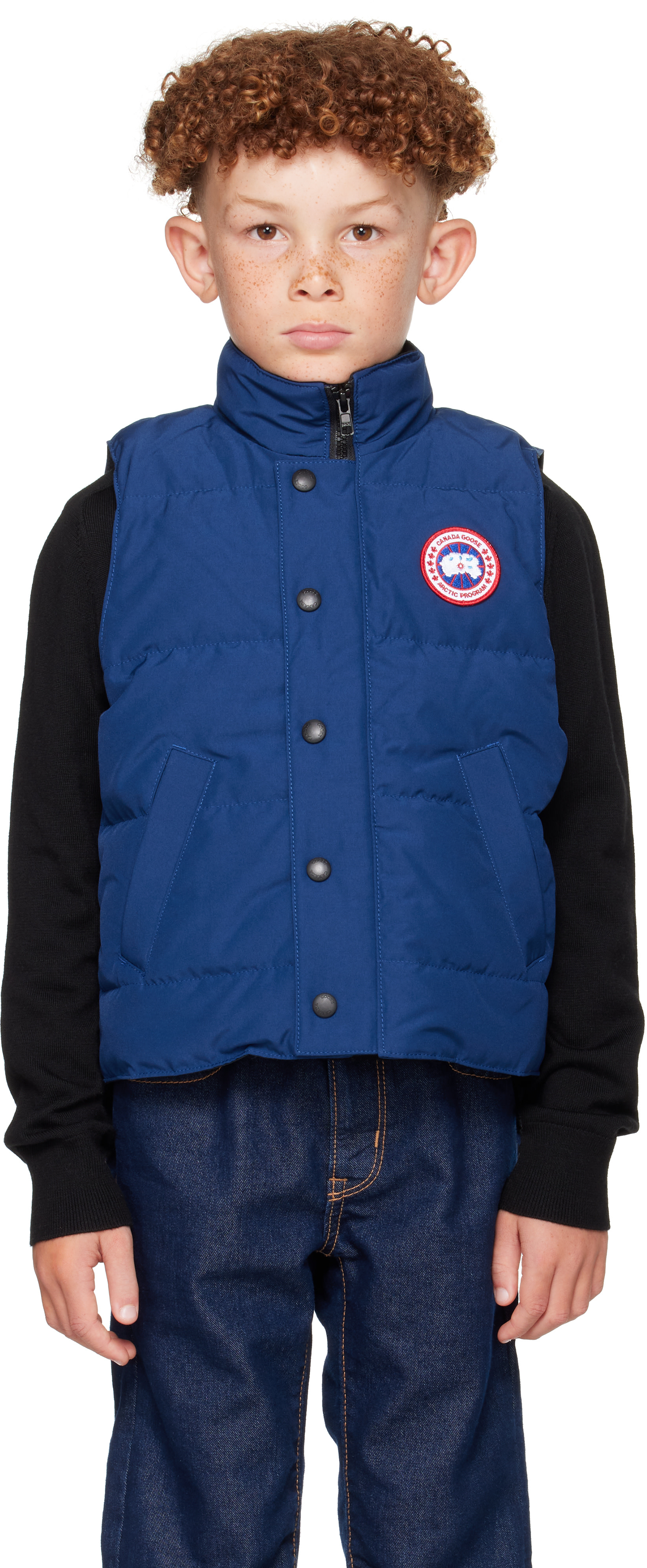 Canada Goose Kids - 빅 키즈 네이비 바니에 다운 베스트