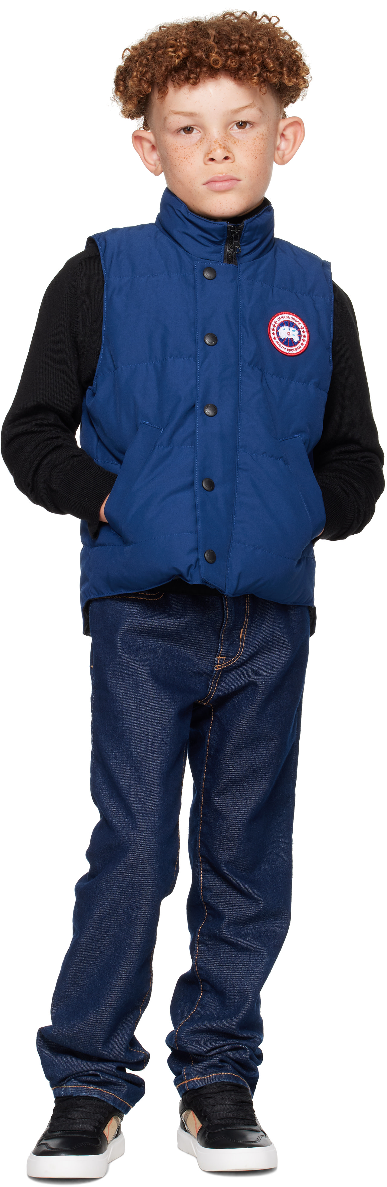 Canada Goose Kids - 빅 키즈 네이비 바니에 다운 베스트