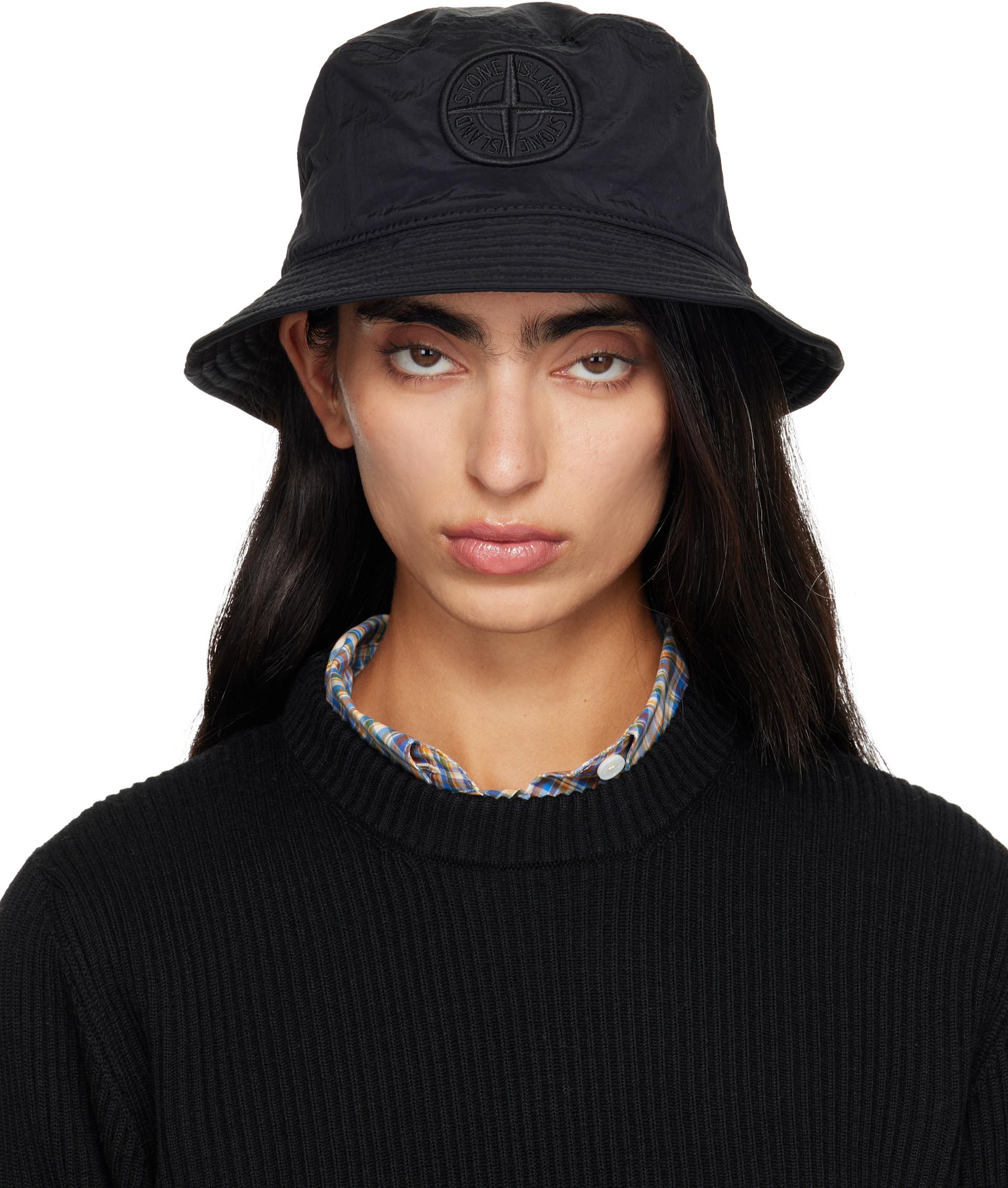 Stone  バケットハット XL ブラック Stone Island: ブラック 9100012 Nylon Metal ECONYL バケットハット
