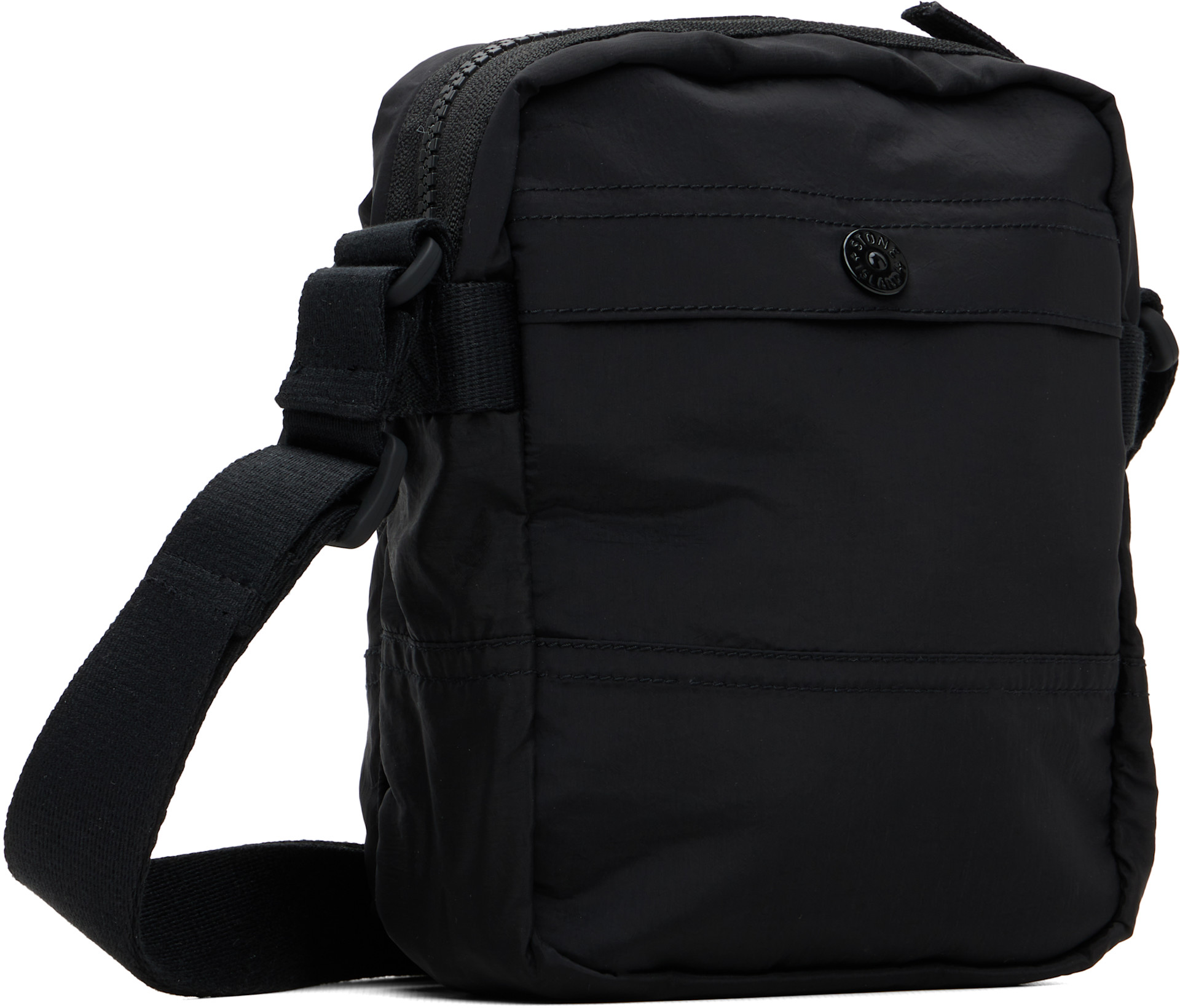 Stone Island: Black 9200015 Coated Nylon Metal ECONYL Bag | SSENSE