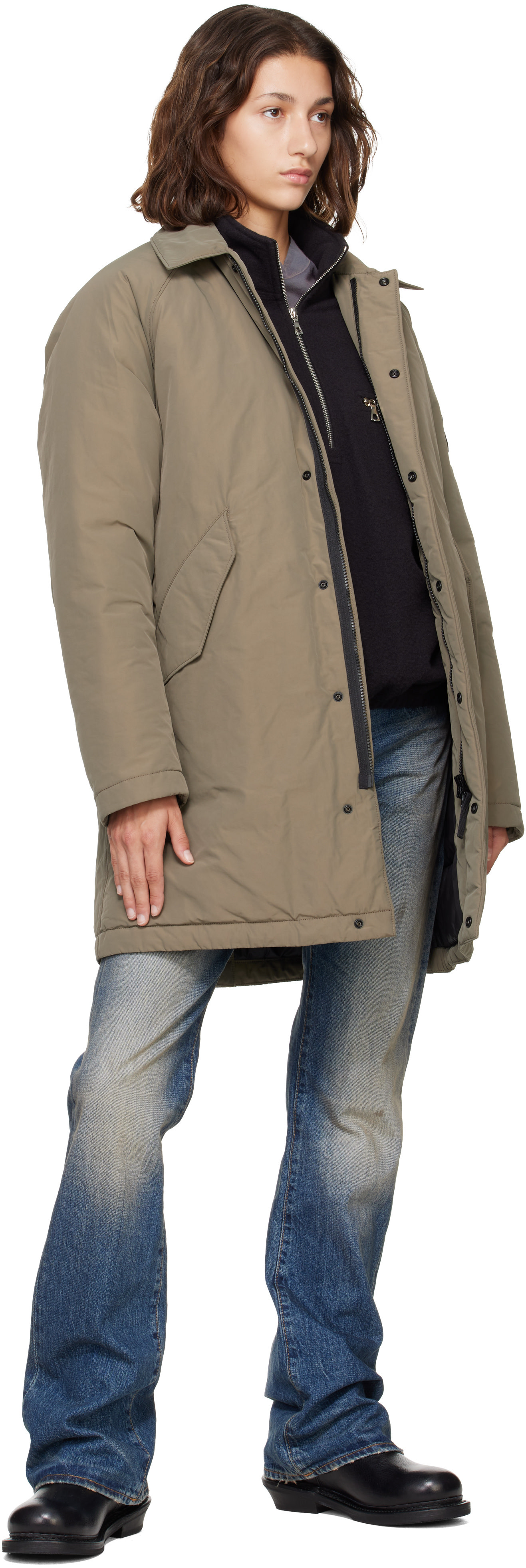 Stone Island: トープ 7100002 Micro Twill コート | SSENSE 日本