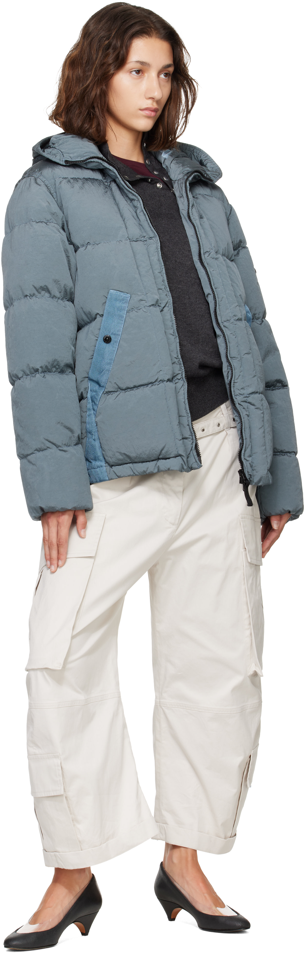 Stone Island: Blue 4100019 Nylon Metal ECONYL Down Jacket | SSENSE