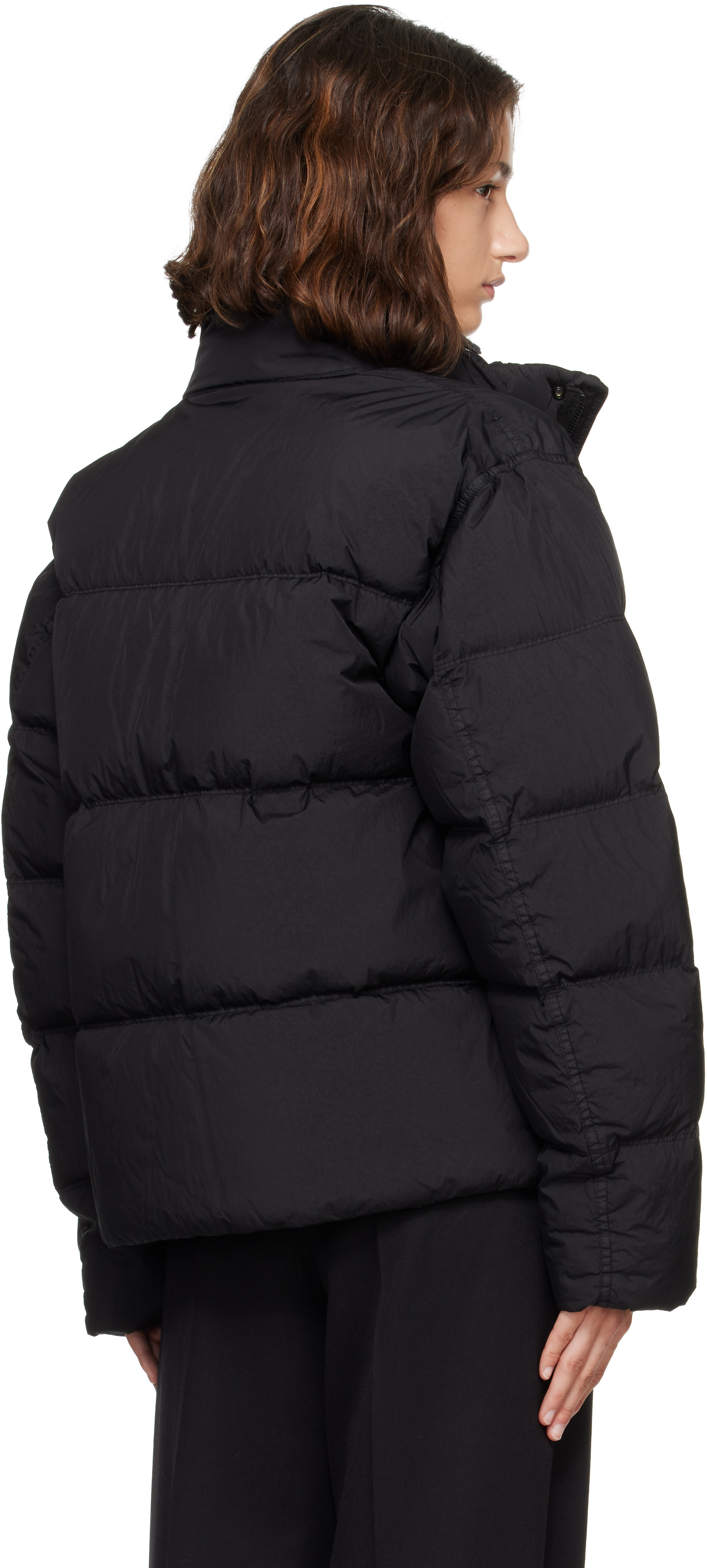 Stone Island: ブラック 4100109 Crinkle Reps NY ダウンジャケット