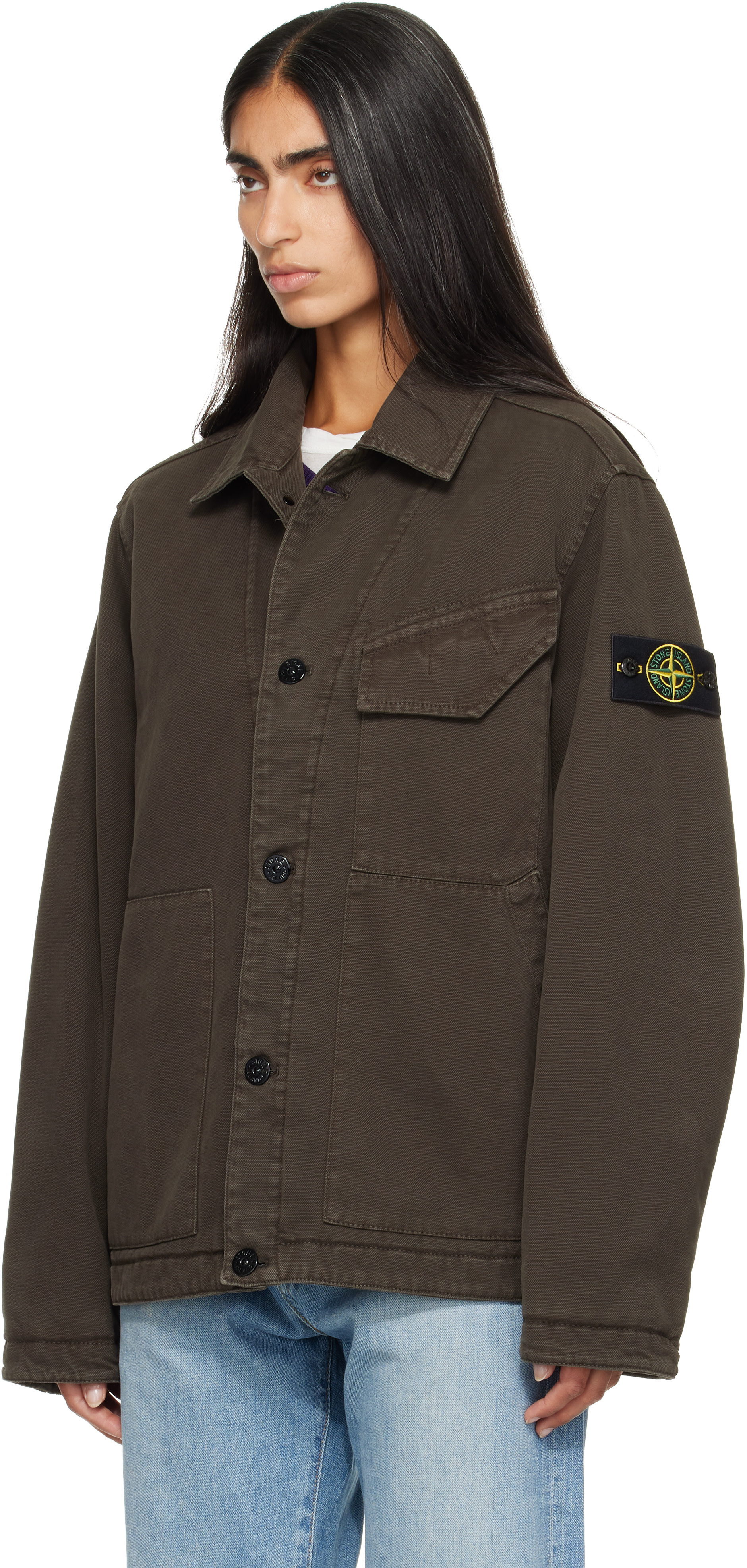ジャケット・アウター 00s stone  cotton snap jacket Stone Island: Taupe 4100048 Organic Panama Cotton Jacket | SSENSE