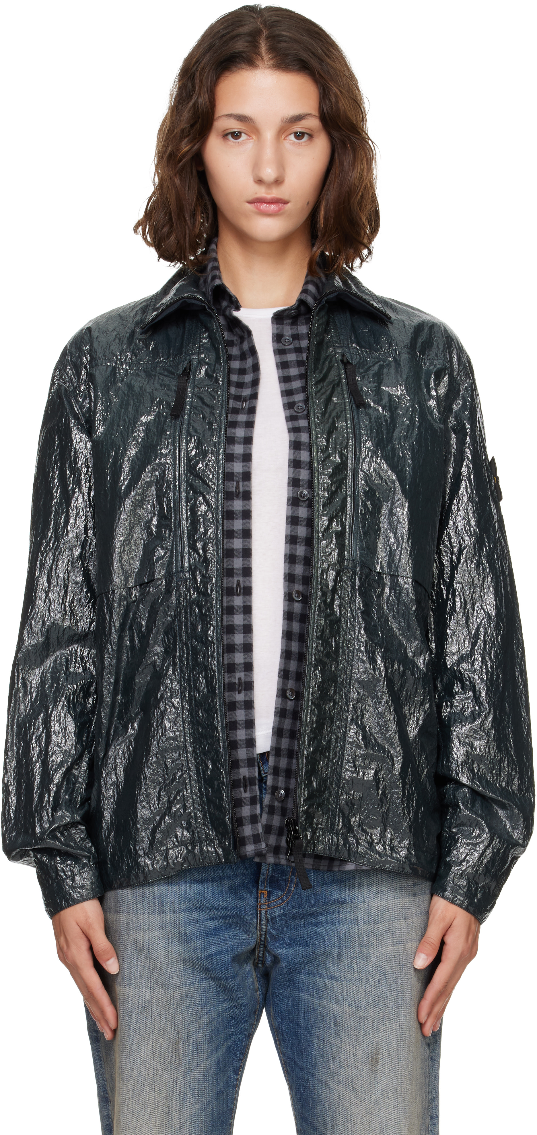 Stone Island: Green 1200031 Nylon Lucido Jacket | SSENSE Canada