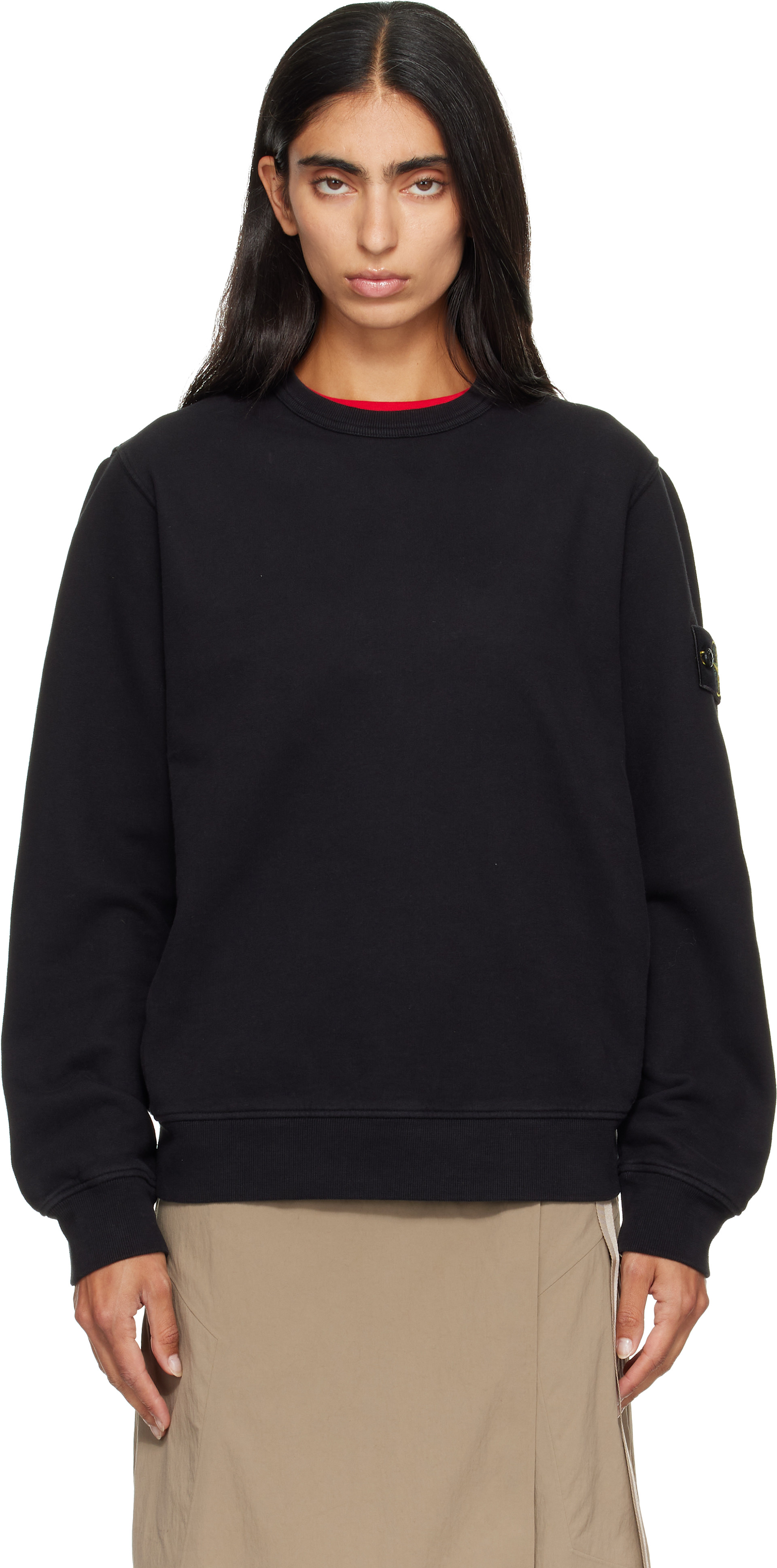 Stone Island - Pull à capuche 6100049 noir en molleton brossé de coton bio