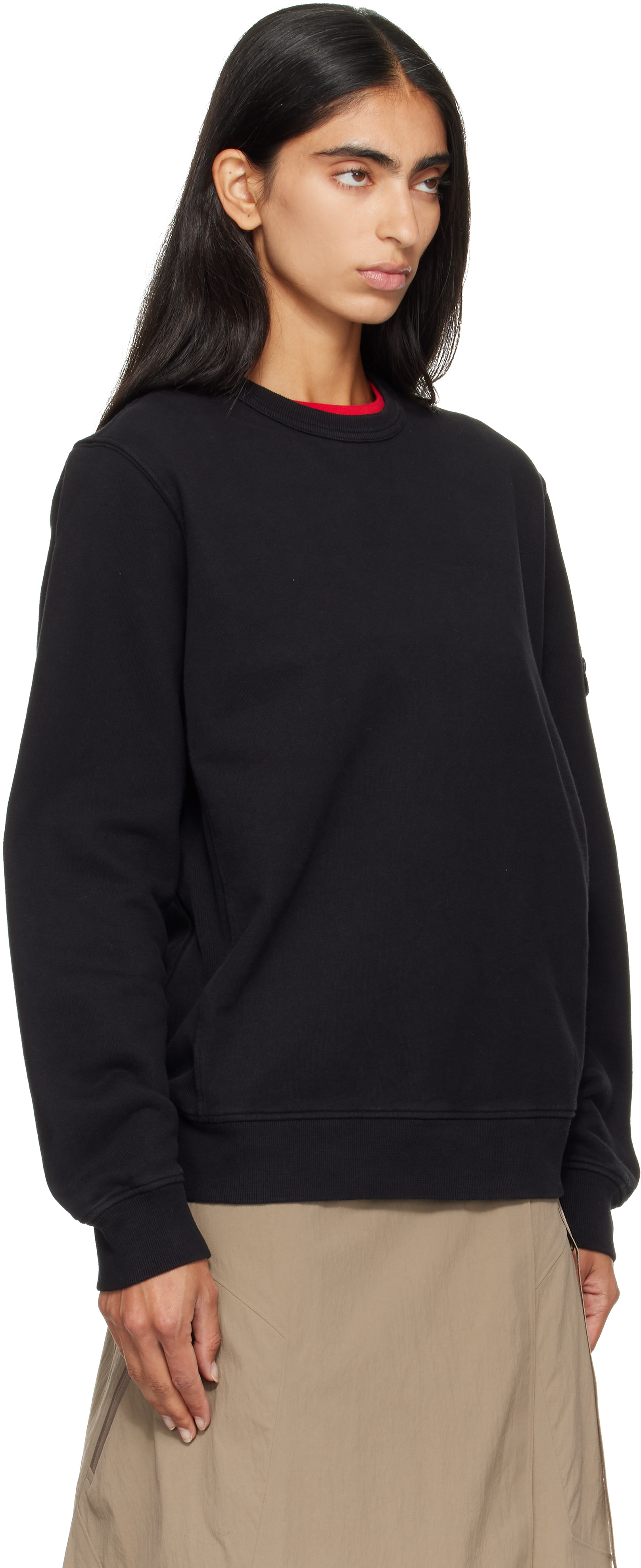 Stone Island - Pull à capuche 6100049 noir en molleton brossé de coton bio